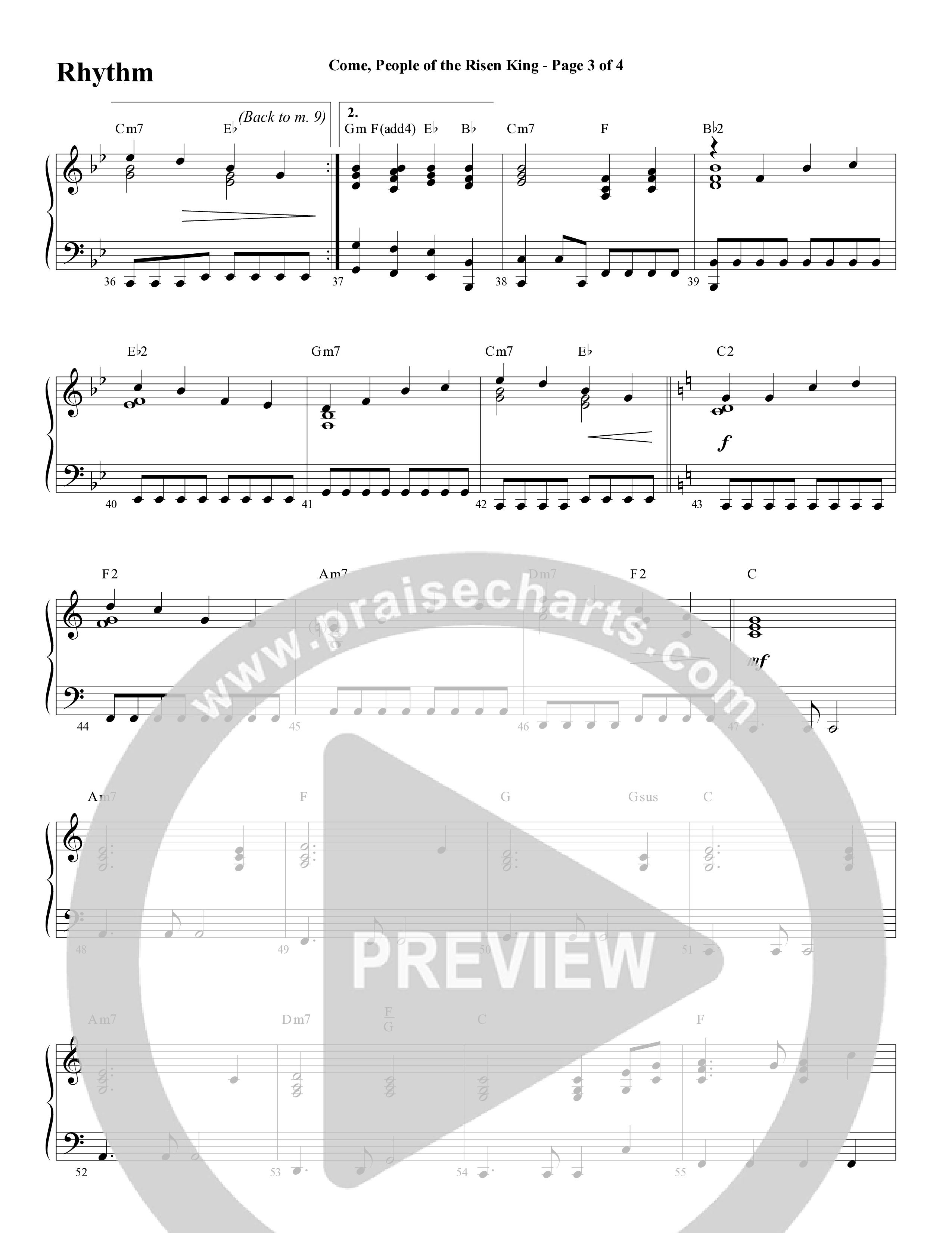 Come People Of The Risen King (Choral Anthem SATB) Rhythm Chart (Word Music Choral / Arr. Robert Sterling)