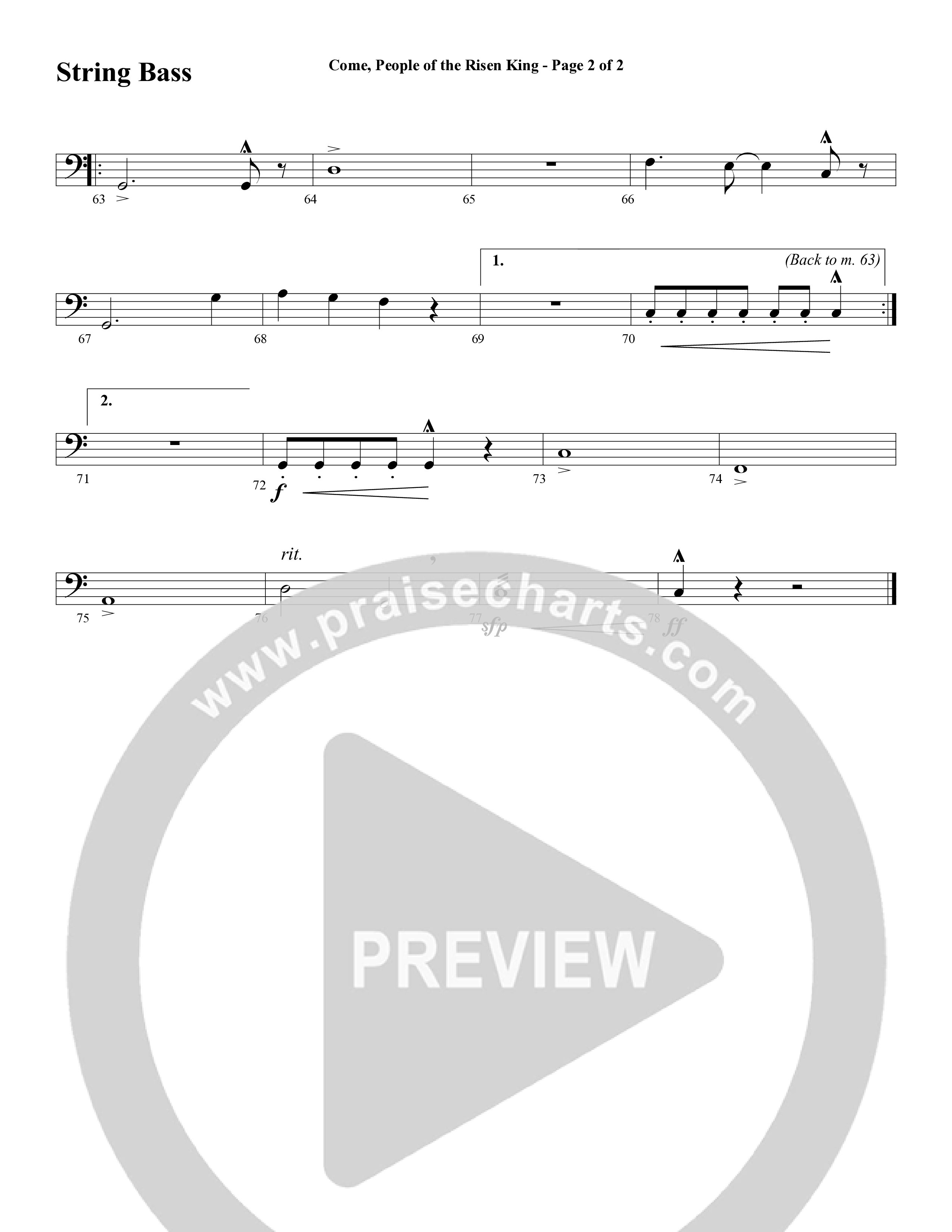Come People Of The Risen King (Choral Anthem SATB) String Bass (Word Music Choral / Arr. Robert Sterling)