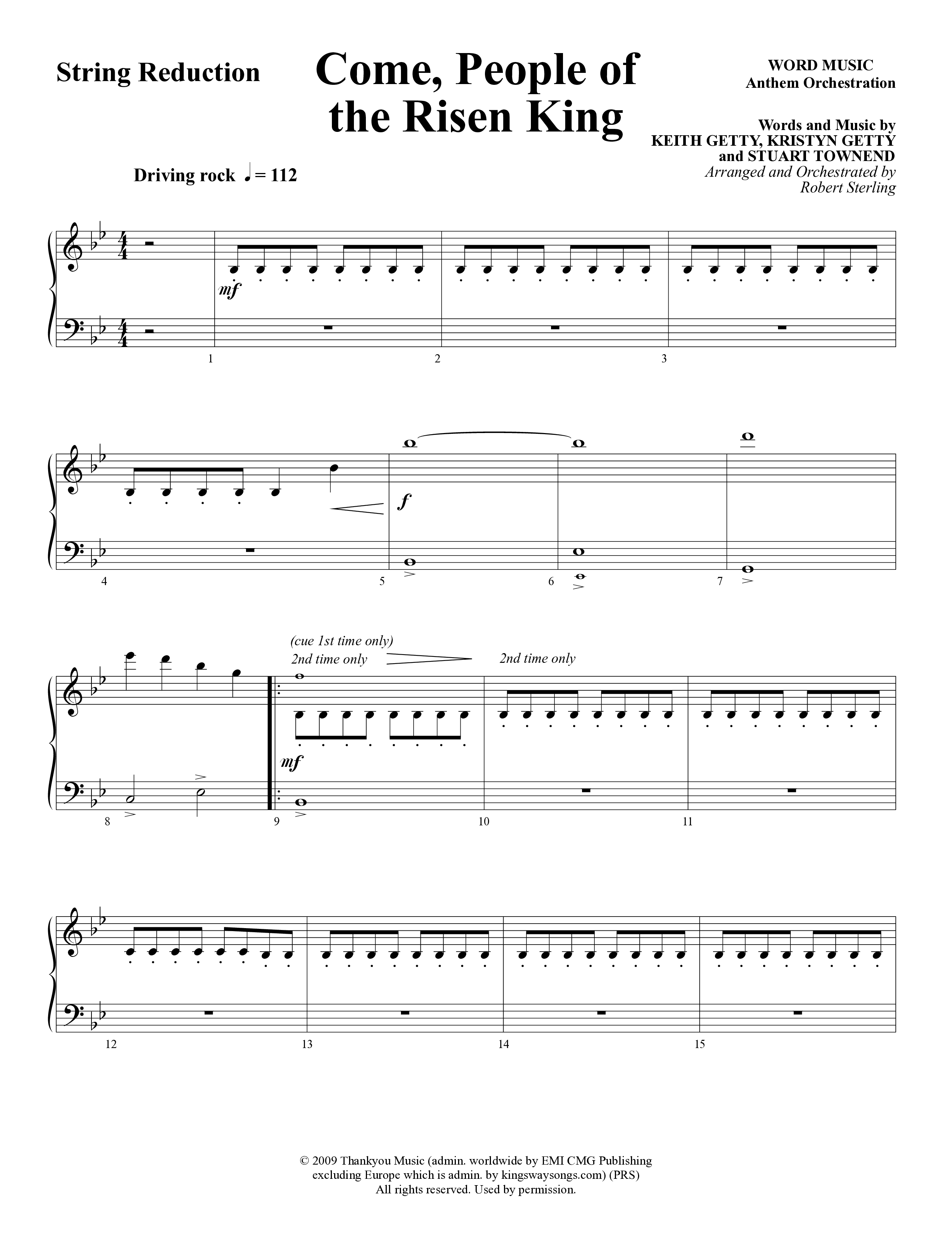 Come People Of The Risen King (Choral Anthem SATB) String Reduction (Word Music Choral / Arr. Robert Sterling)