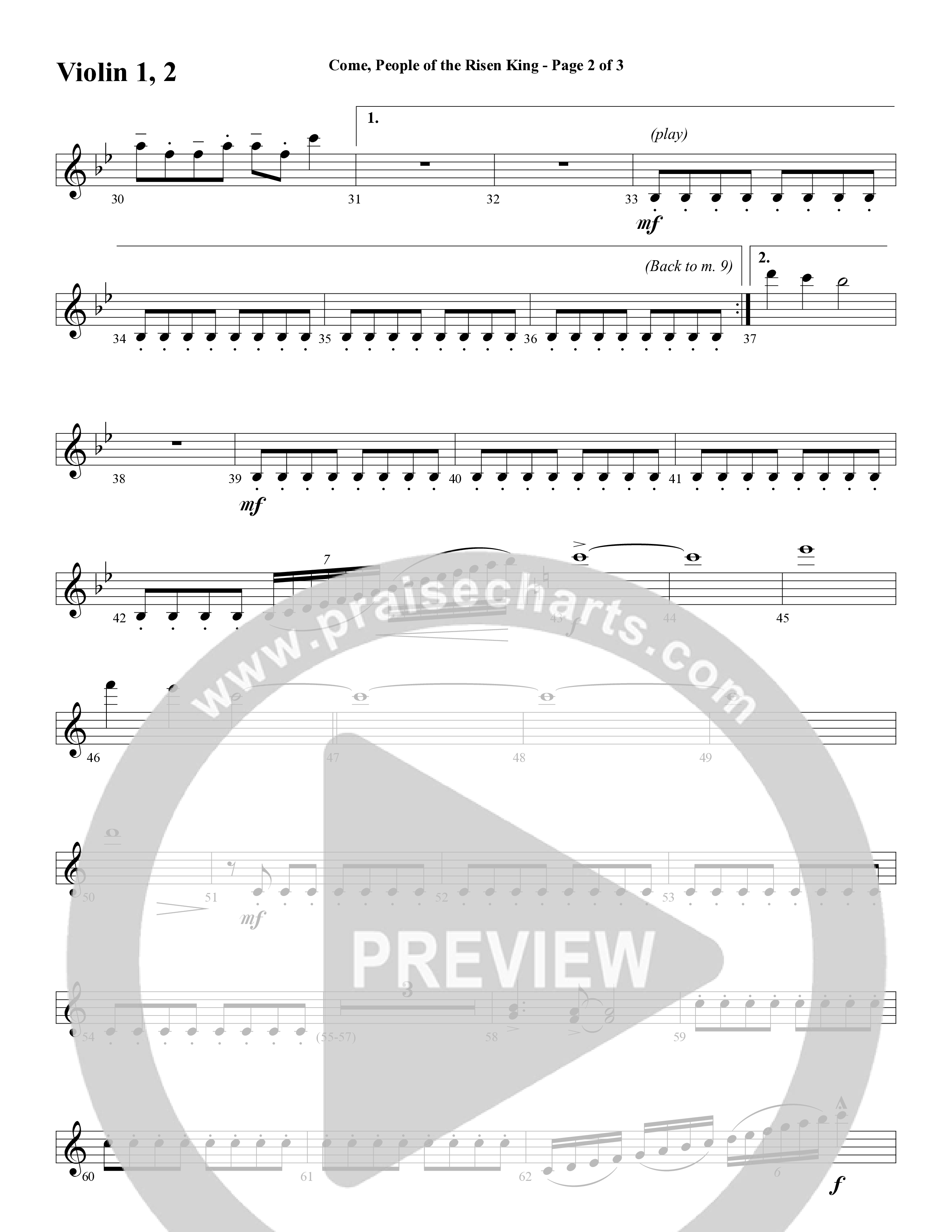 Come People Of The Risen King (Choral Anthem SATB) Violin 1/2 (Word Music Choral / Arr. Robert Sterling)