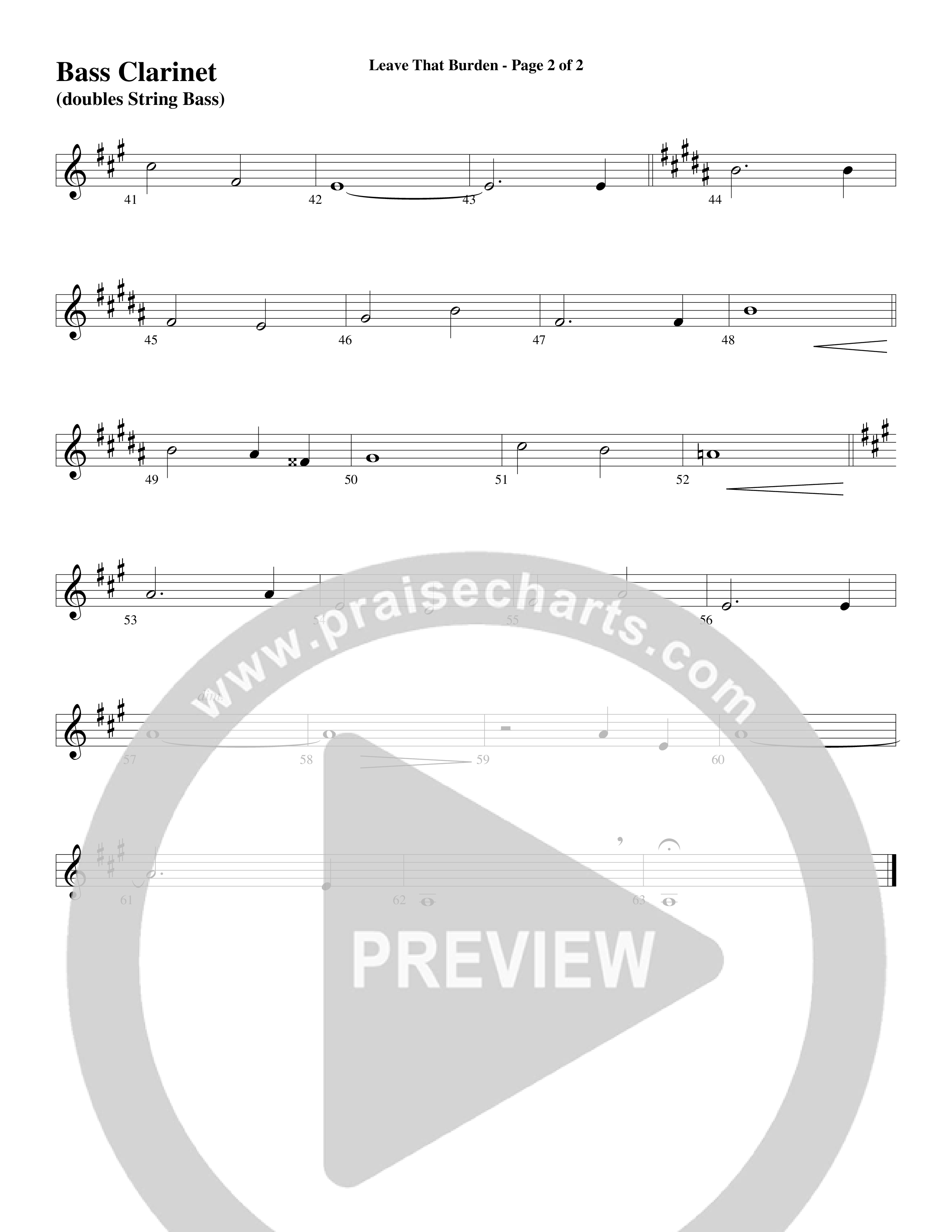 Leave That Burden (Choral Anthem SATB) Bass Clarinet (Word Music Choral / Arr. Lari Goss)