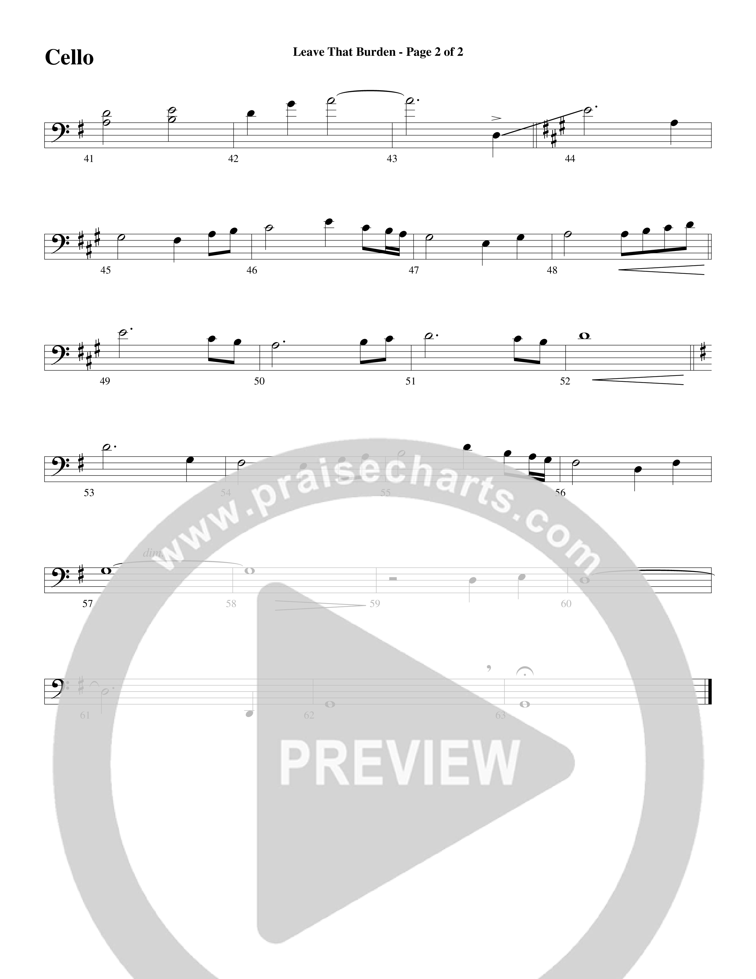 Leave That Burden (Choral Anthem SATB) Cello (Word Music Choral / Arr. Lari Goss)