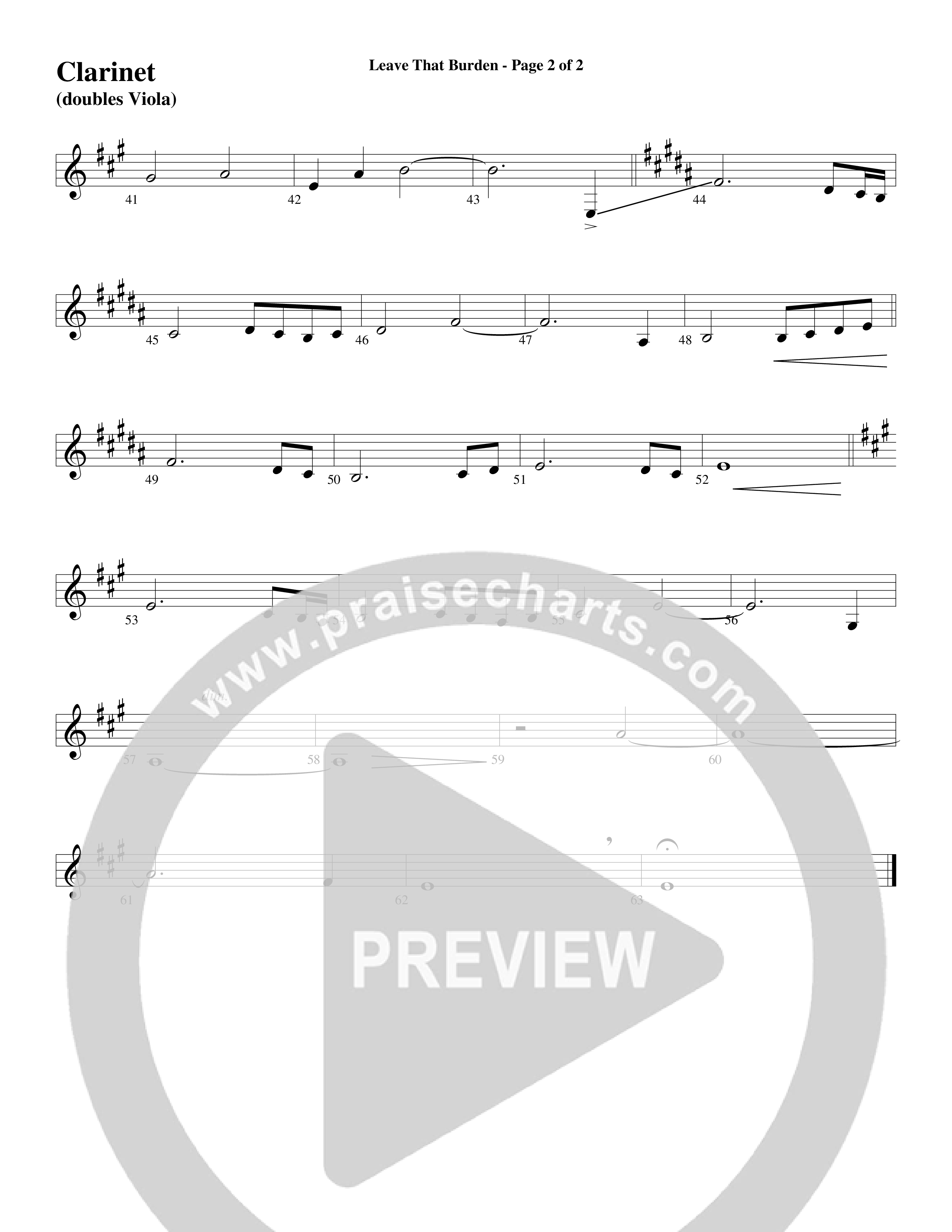 Leave That Burden (Choral Anthem SATB) Clarinet (Word Music Choral / Arr. Lari Goss)