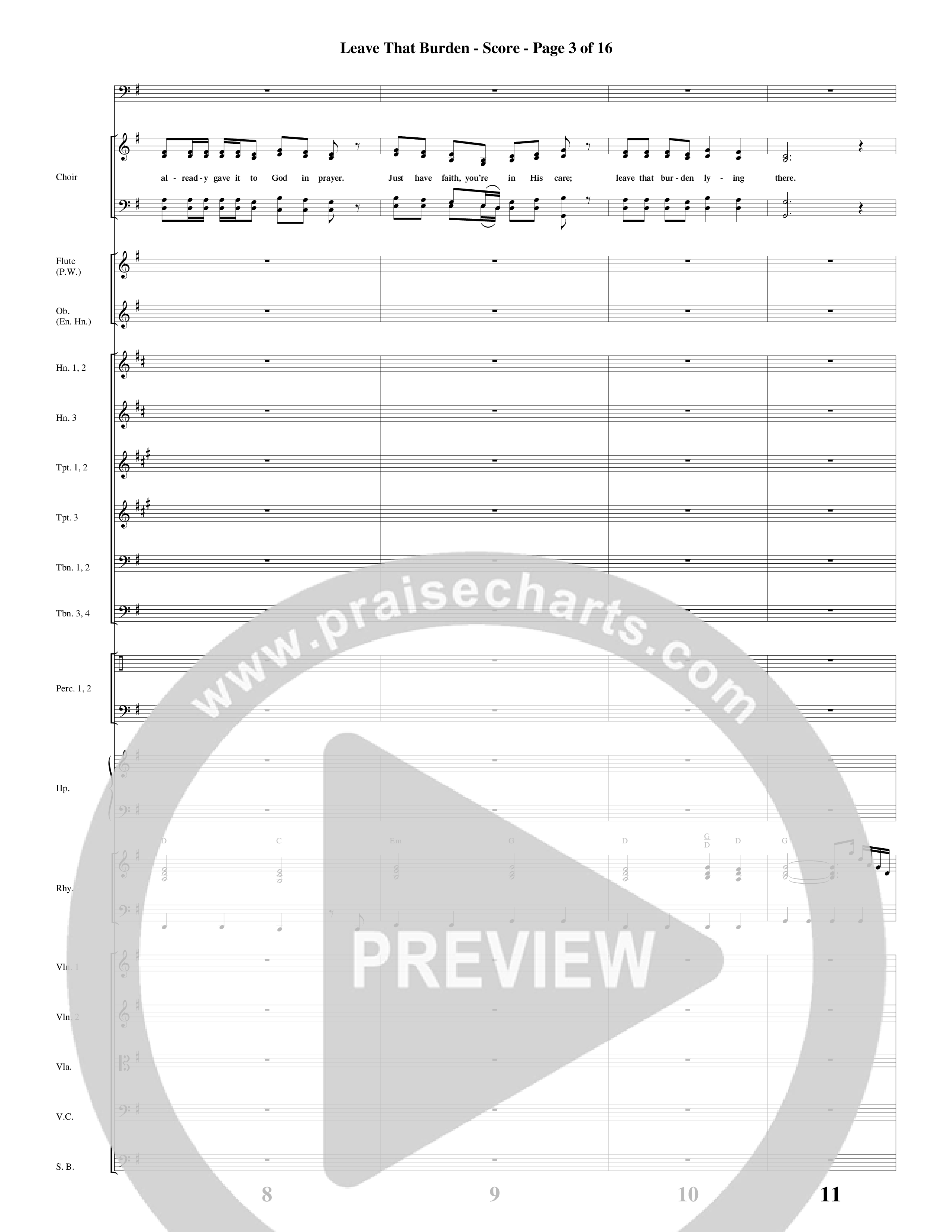 Leave That Burden (Choral Anthem SATB) Orchestration (Word Music Choral / Arr. Lari Goss)