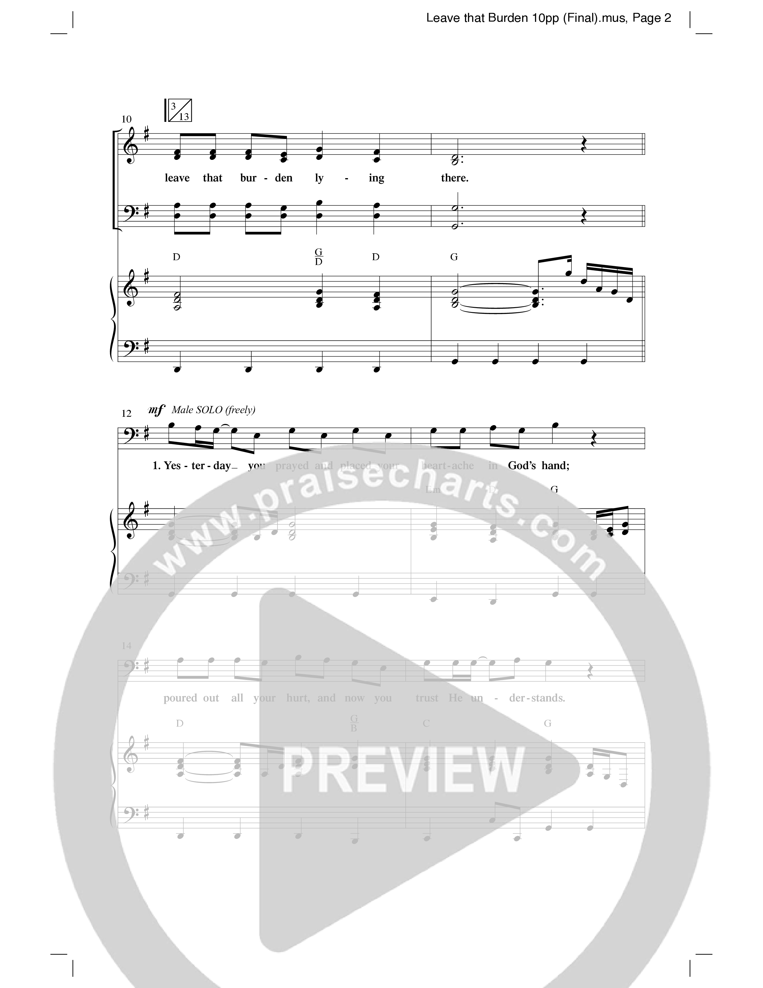 Leave That Burden (Choral Anthem SATB) Anthem (SATB/Piano) (Word Music Choral / Arr. Lari Goss)