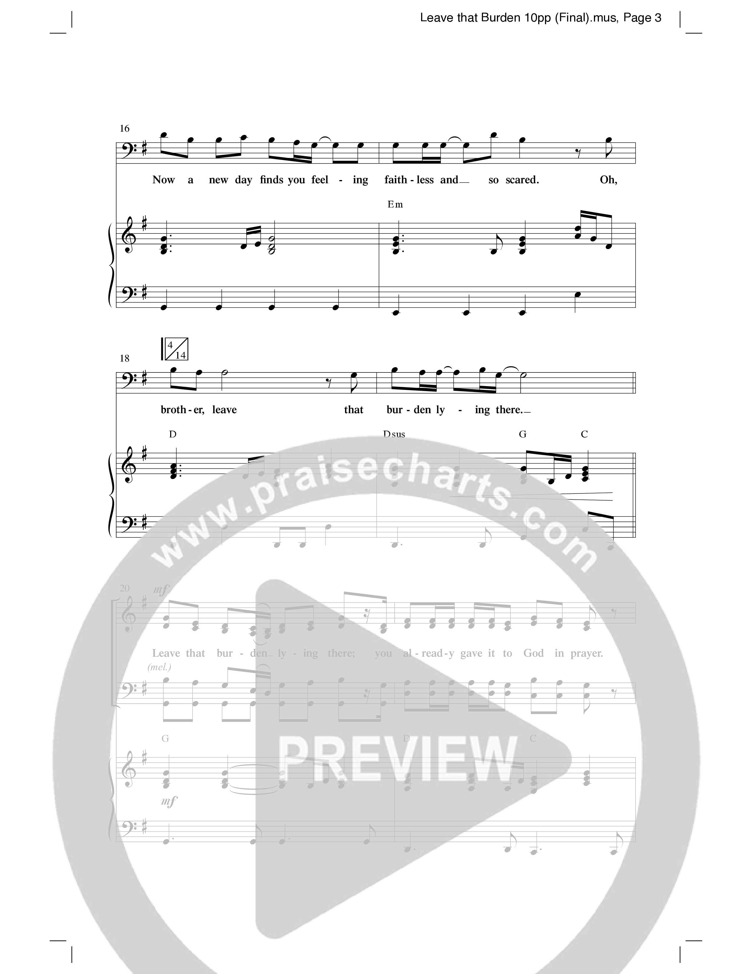 Leave That Burden (Choral Anthem SATB) Anthem (SATB/Piano) (Word Music Choral / Arr. Lari Goss)