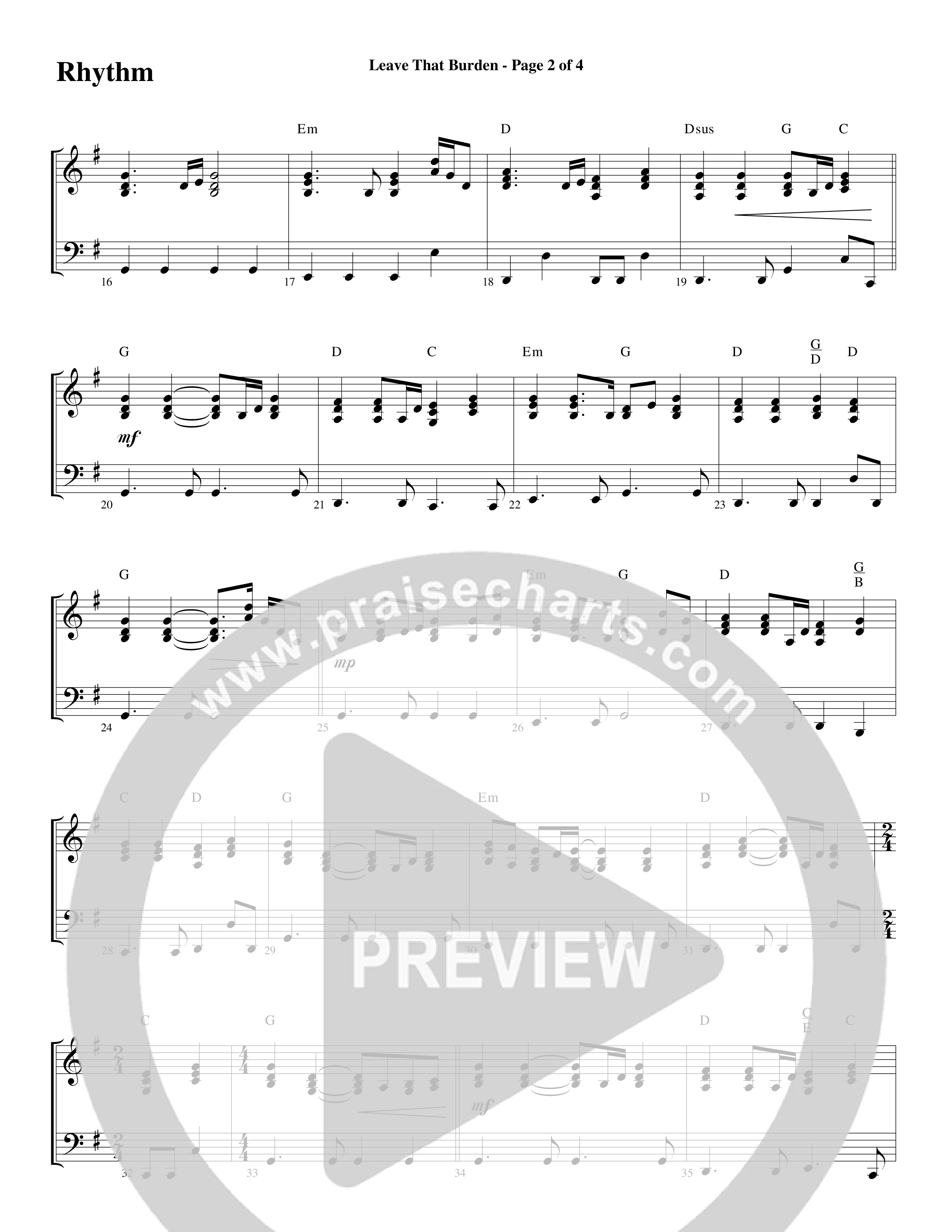 Leave That Burden (Choral Anthem SATB) Rhythm Chart (Word Music Choral / Arr. Lari Goss)