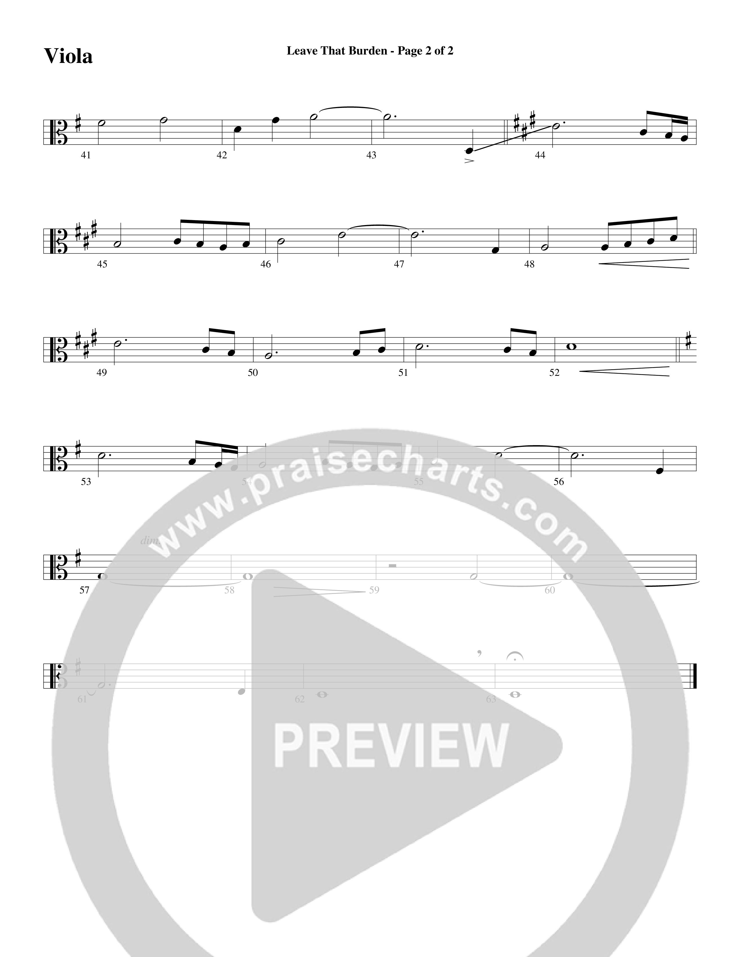Leave That Burden (Choral Anthem SATB) Viola (Word Music Choral / Arr. Lari Goss)