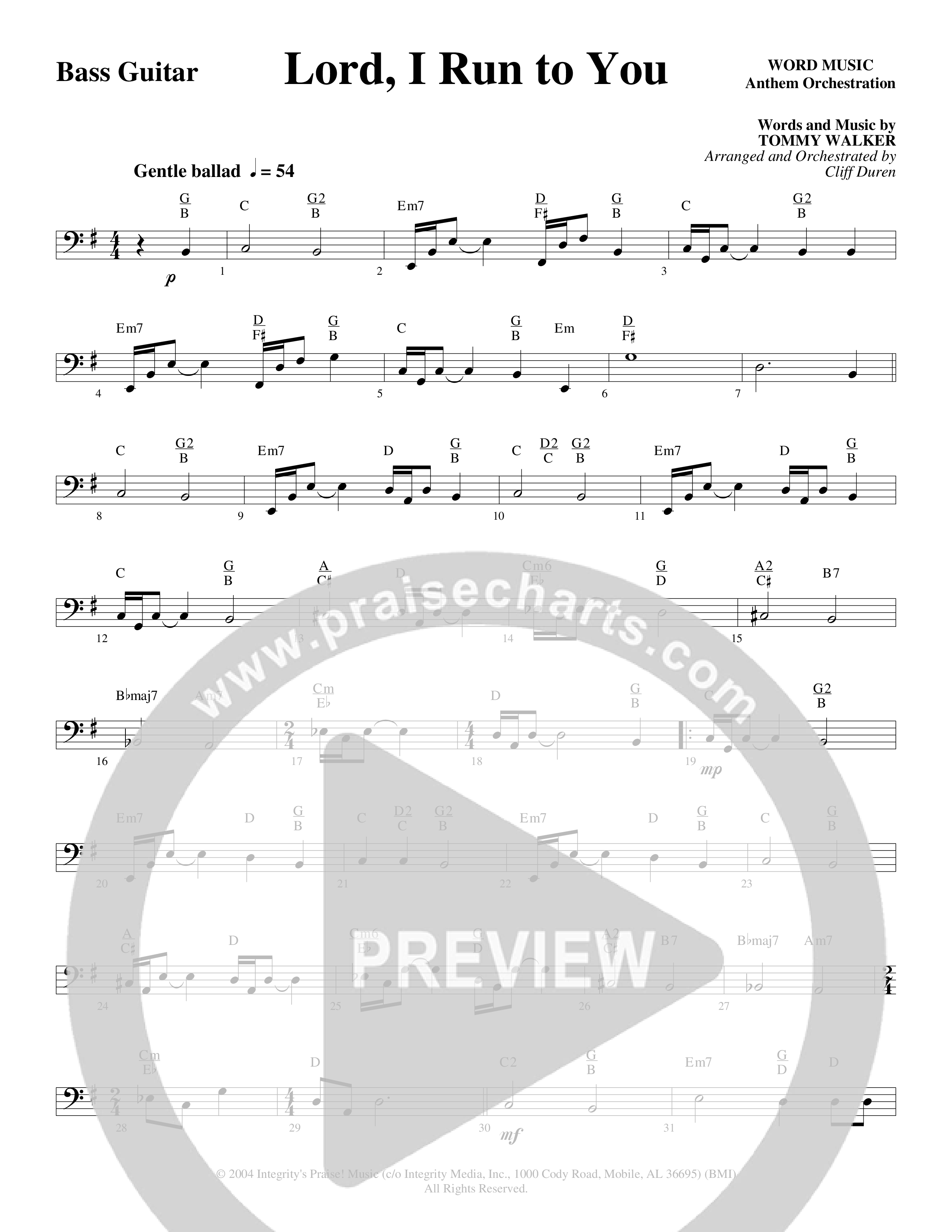 Lord I Run To You (Choral Anthem SATB) Bass Guitar (Word Music Choral / Arr. Cliff Duren)