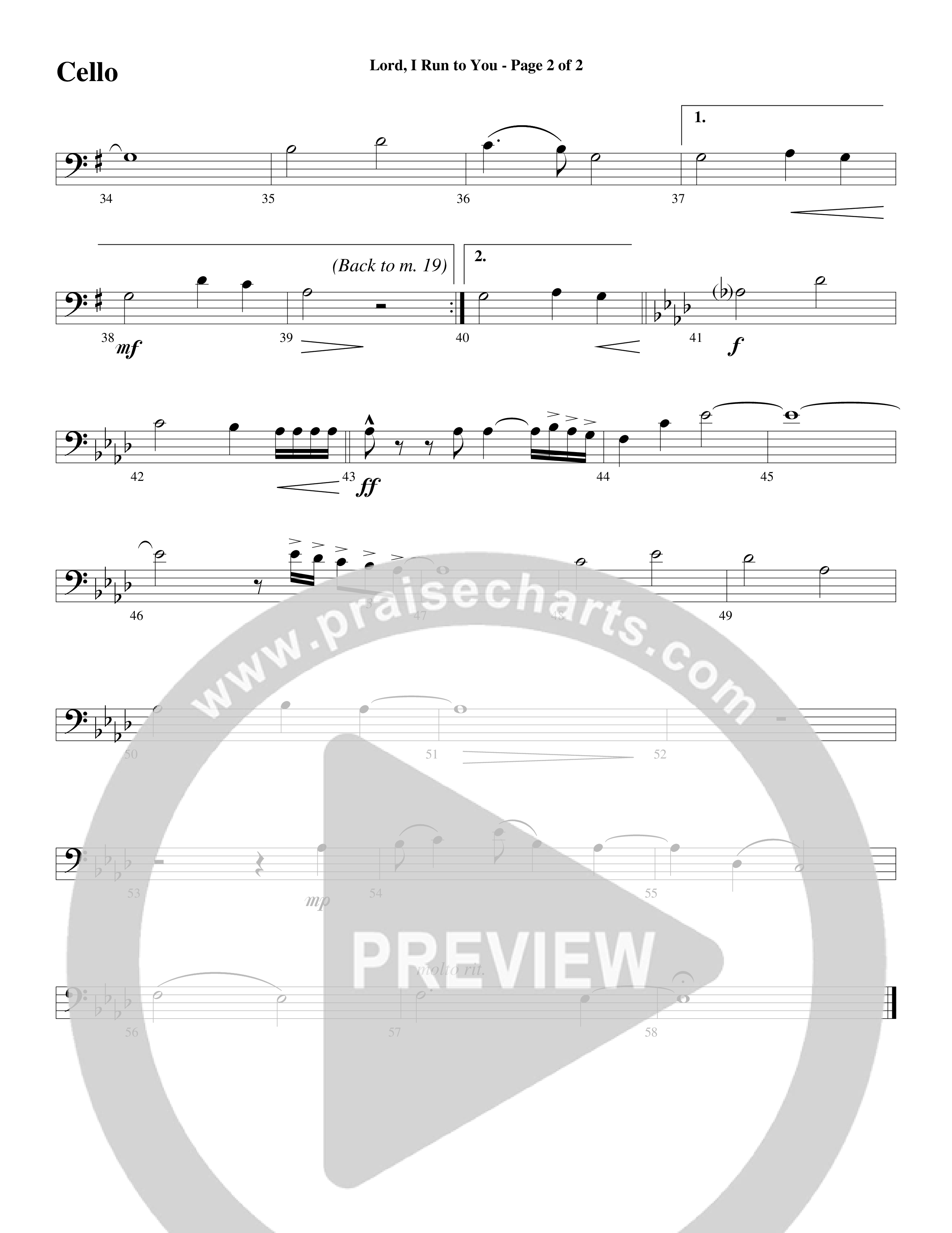 Lord I Run To You (Choral Anthem SATB) Cello (Word Music Choral / Arr. Cliff Duren)