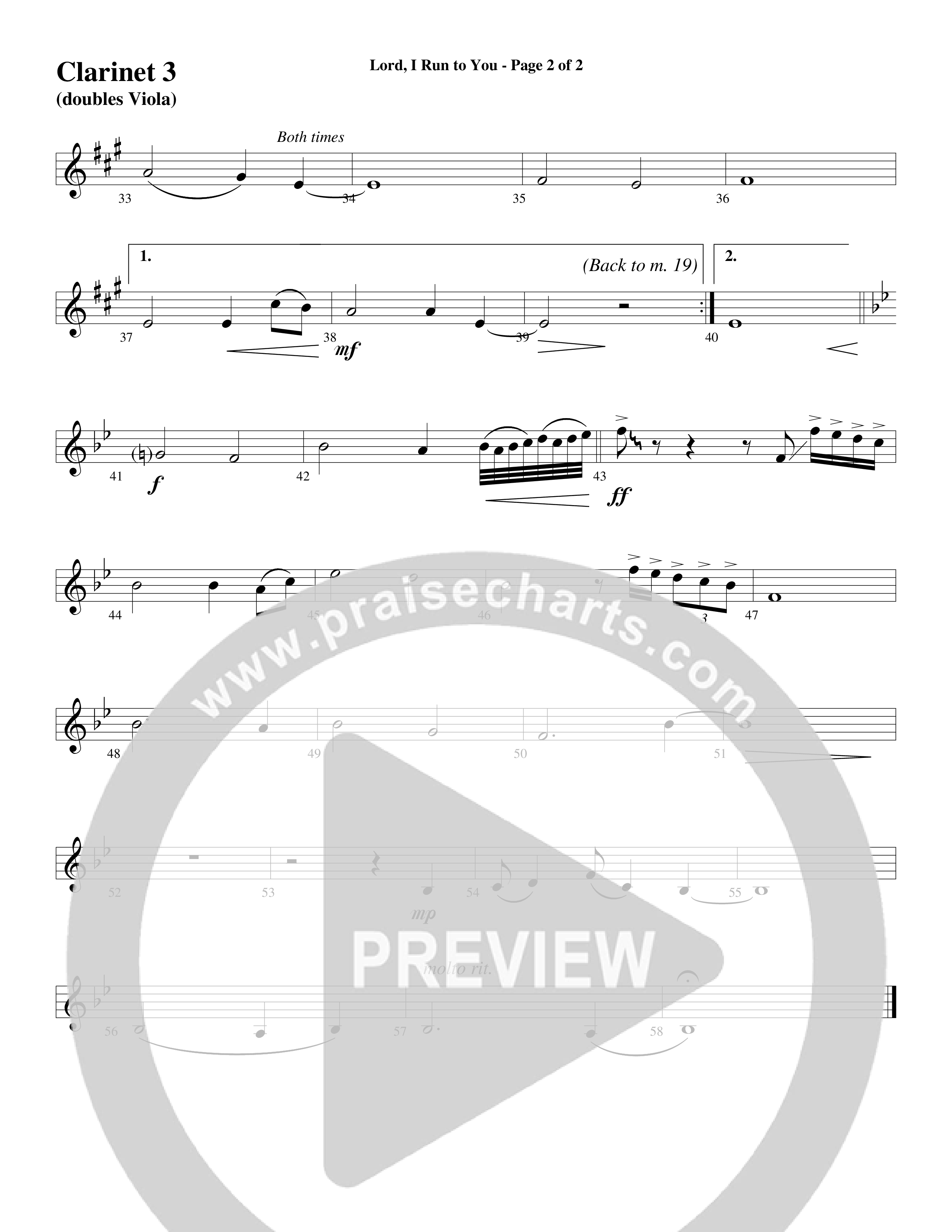 Lord I Run To You (Choral Anthem SATB) Clarinet (Word Music Choral / Arr. Cliff Duren)