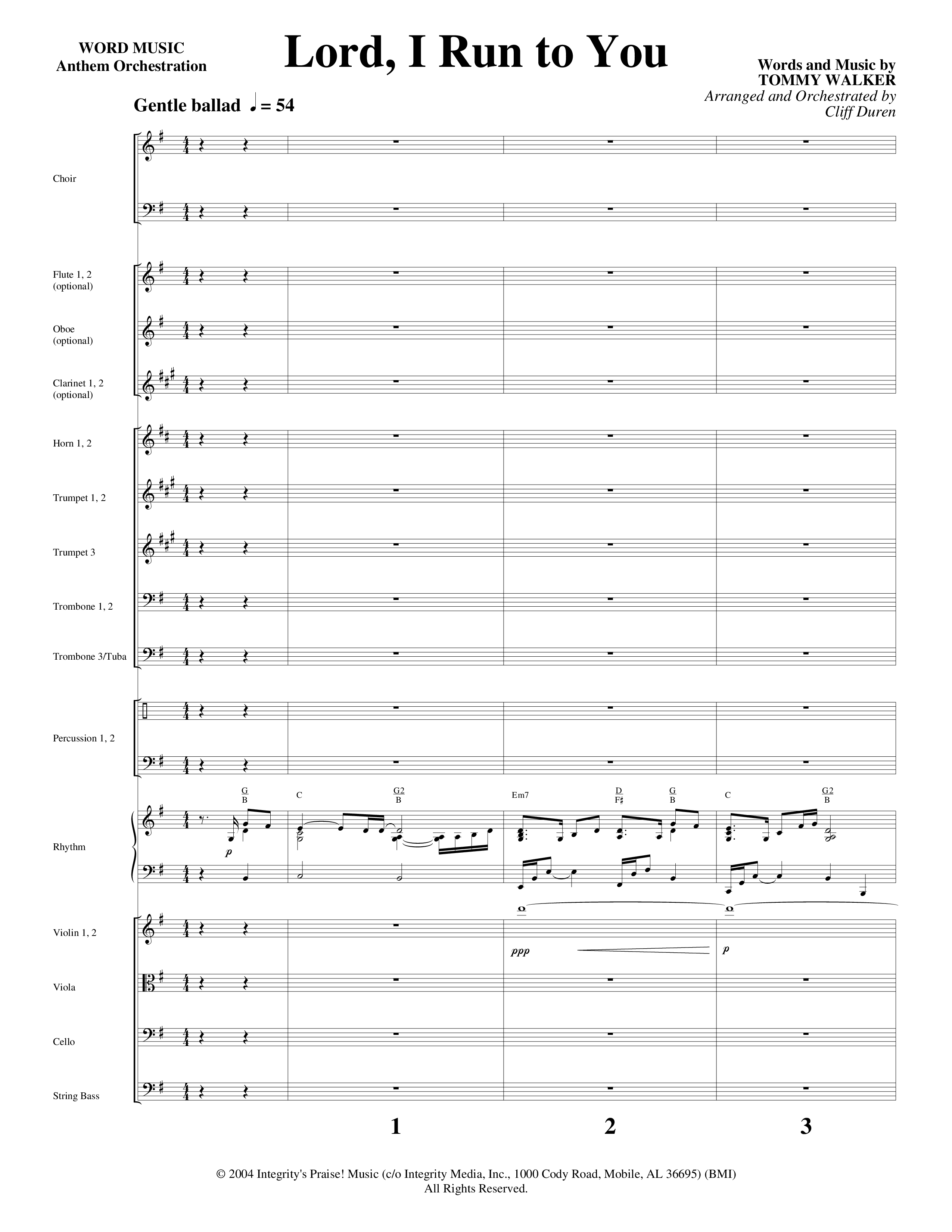 Lord I Run To You (Choral Anthem SATB) Orchestration (Word Music Choral / Arr. Cliff Duren)