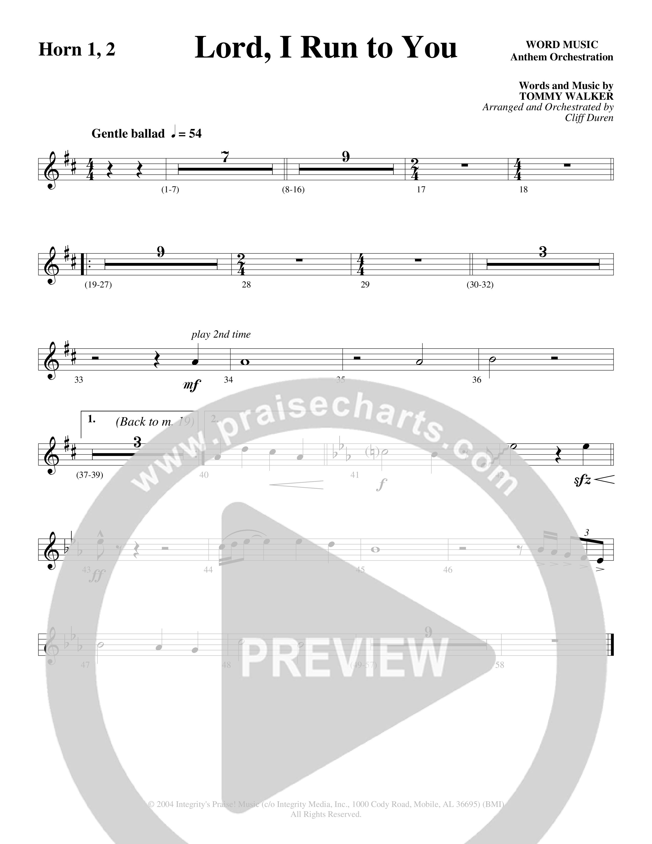 Lord I Run To You (Choral Anthem SATB) French Horn (Word Music Choral / Arr. Cliff Duren)