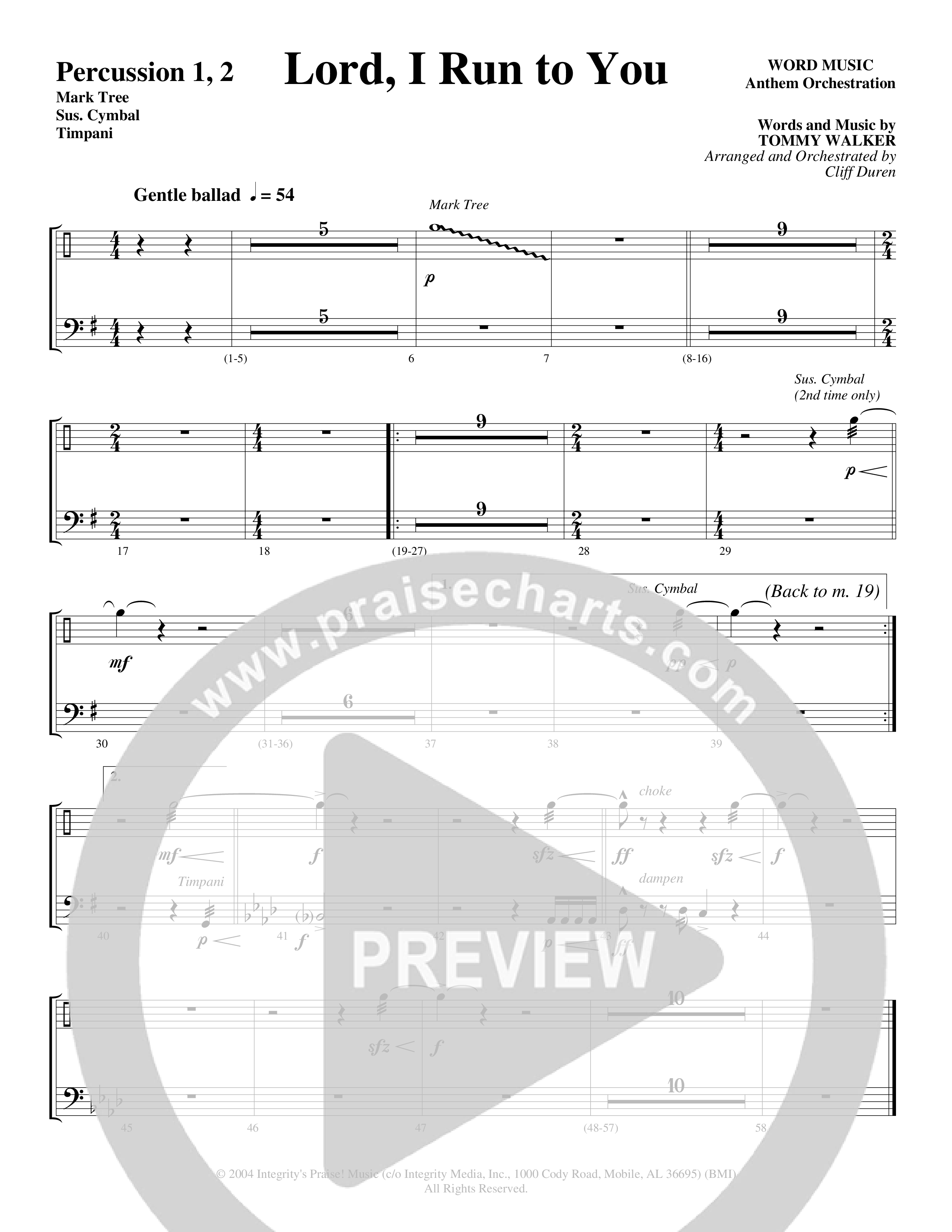 Lord I Run To You (Choral Anthem SATB) Percussion 1/2 (Word Music Choral / Arr. Cliff Duren)