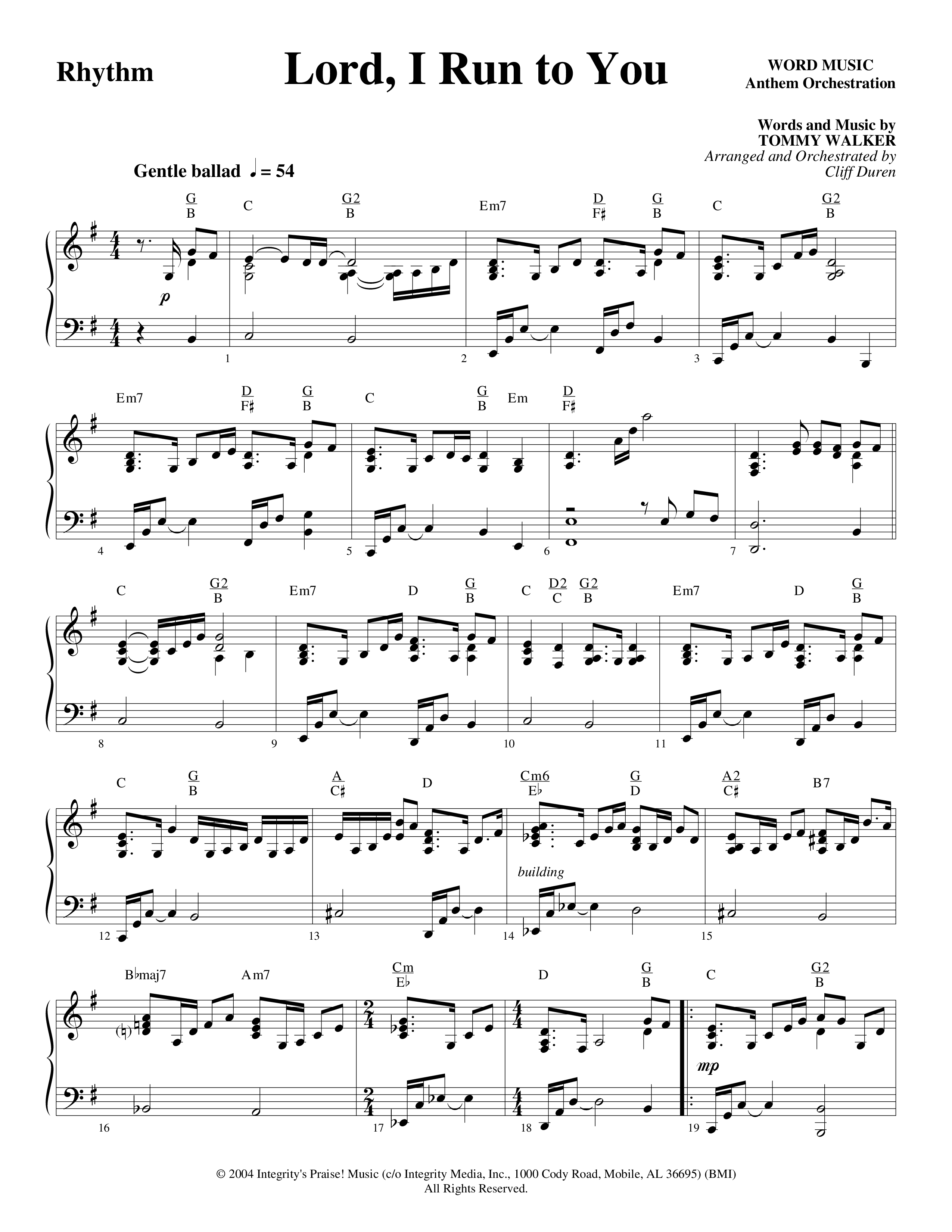 Lord I Run To You (Choral Anthem SATB) Rhythm Chart (Word Music Choral / Arr. Cliff Duren)