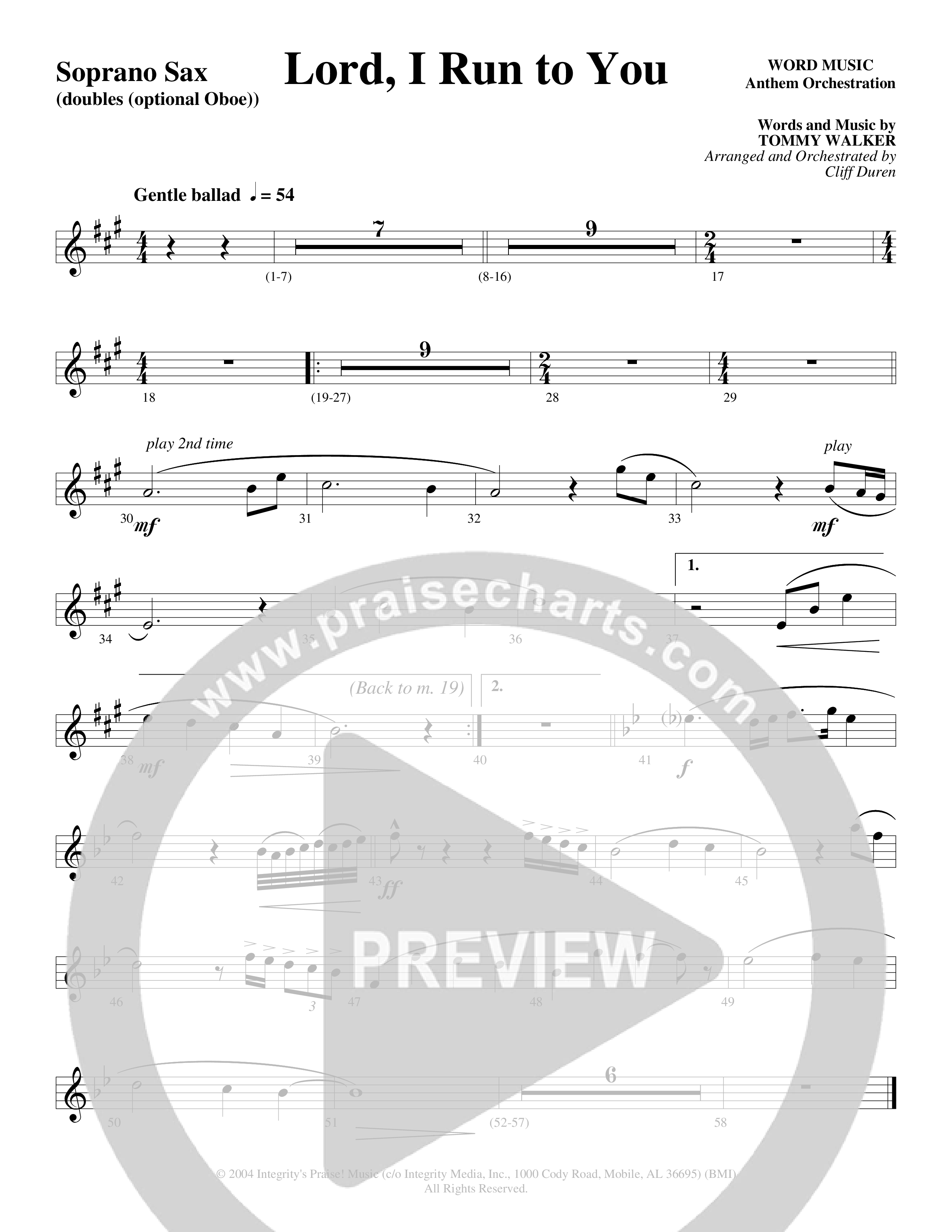 Lord I Run To You (Choral Anthem SATB) Soprano Sax (Word Music Choral / Arr. Cliff Duren)
