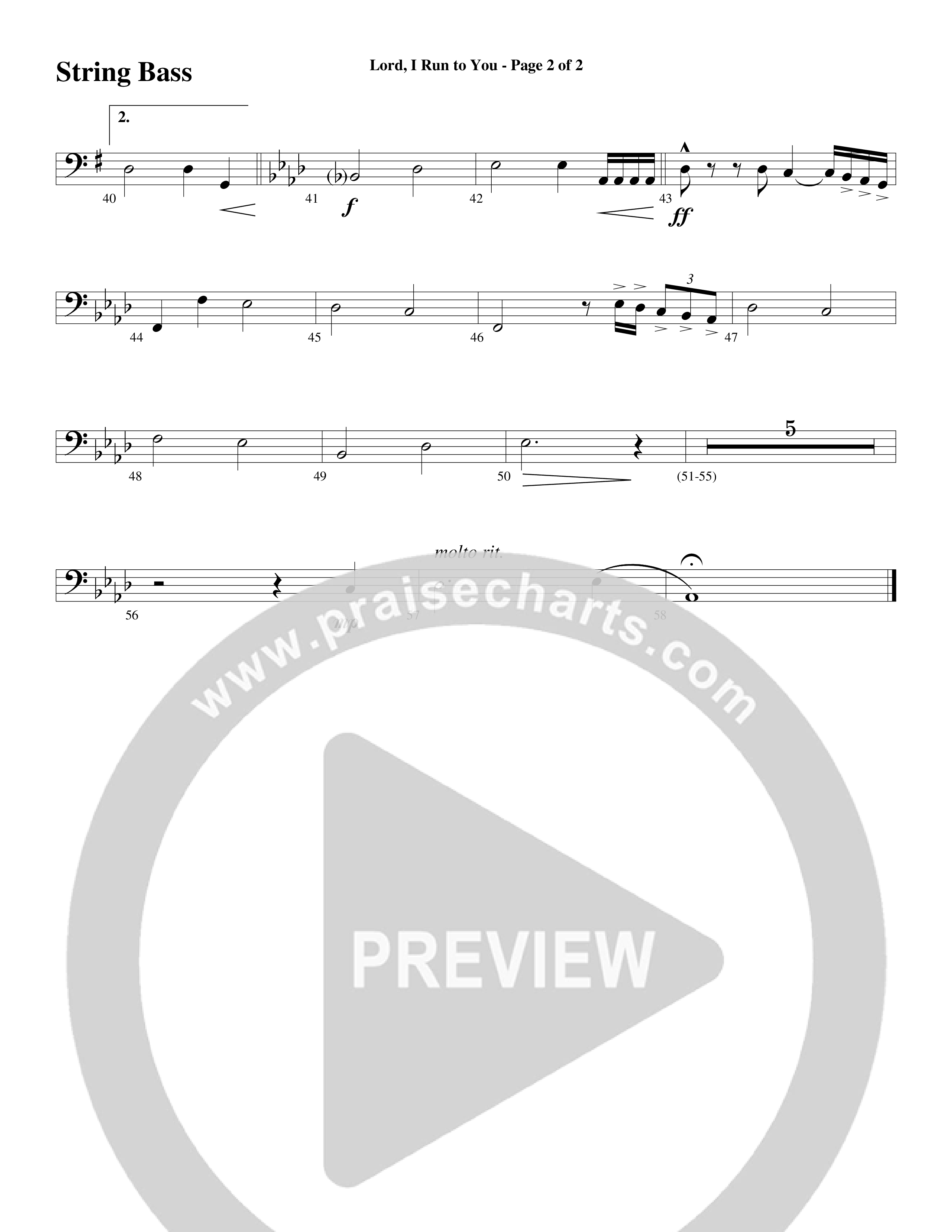 Lord I Run To You (Choral Anthem SATB) String Bass (Word Music Choral / Arr. Cliff Duren)