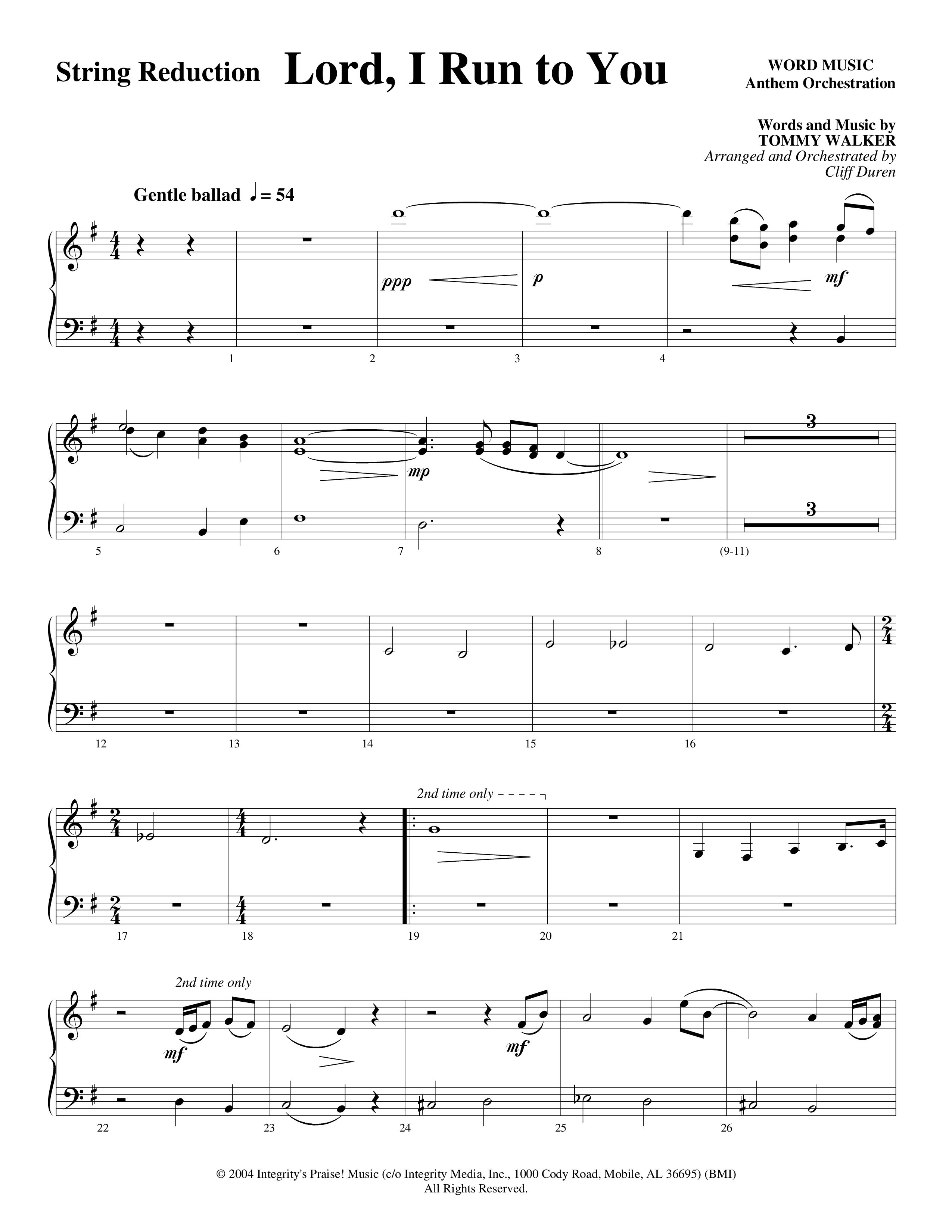 Lord I Run To You (Choral Anthem SATB) String Reduction (Word Music Choral / Arr. Cliff Duren)