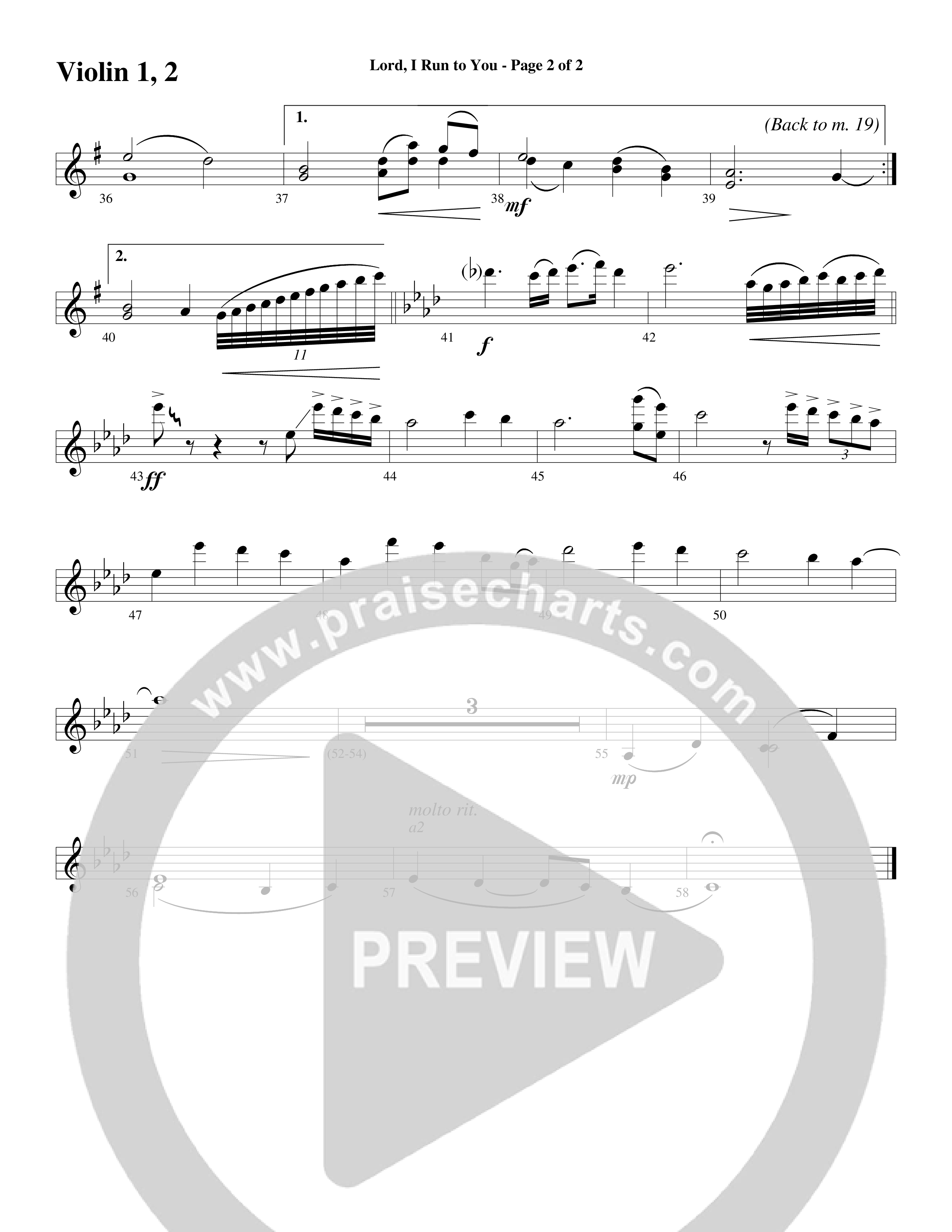 Lord I Run To You (Choral Anthem SATB) Violin 1/2 (Word Music Choral / Arr. Cliff Duren)
