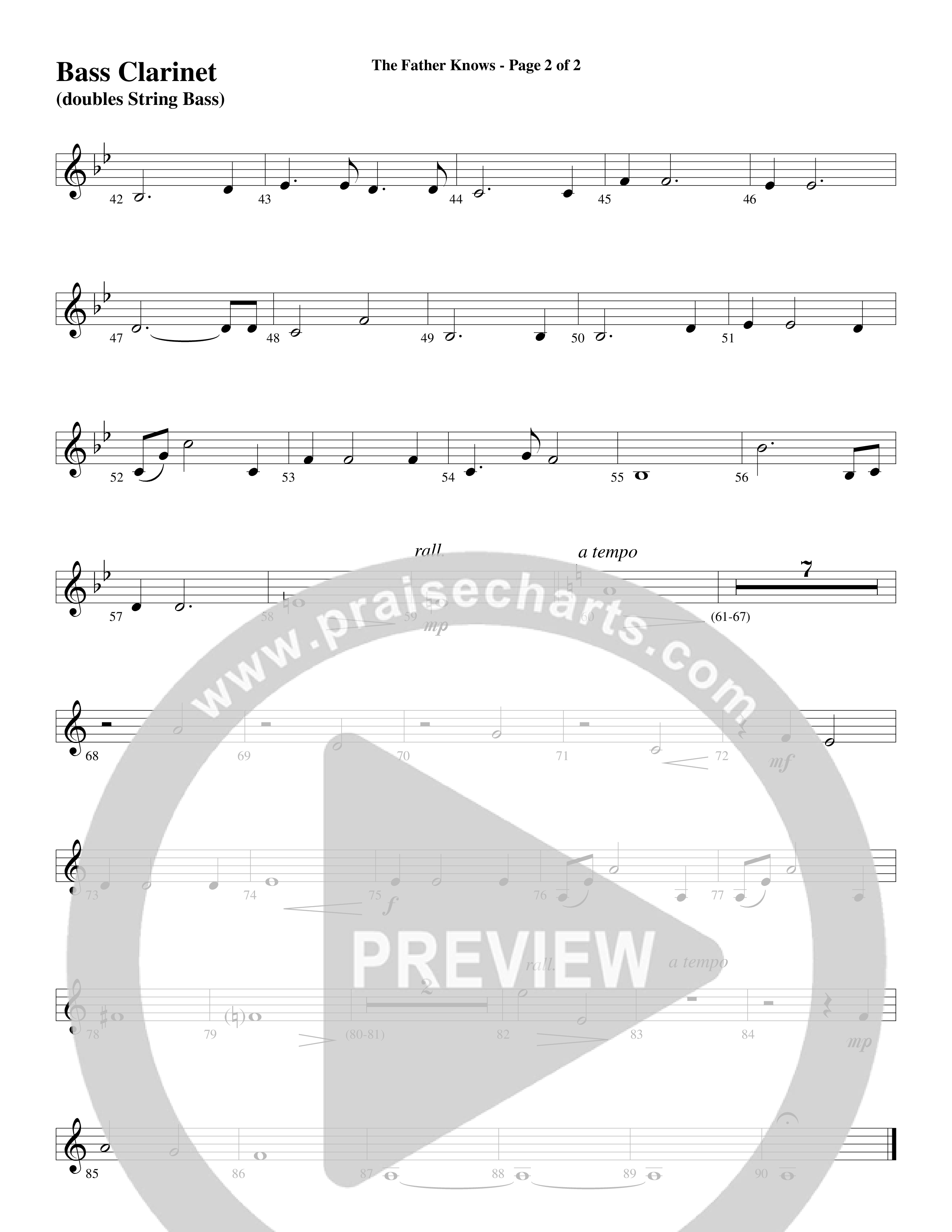The Father Knows (Choral Anthem SATB) Bass Clarinet (Word Music Choral / Arr. Marty Parks)