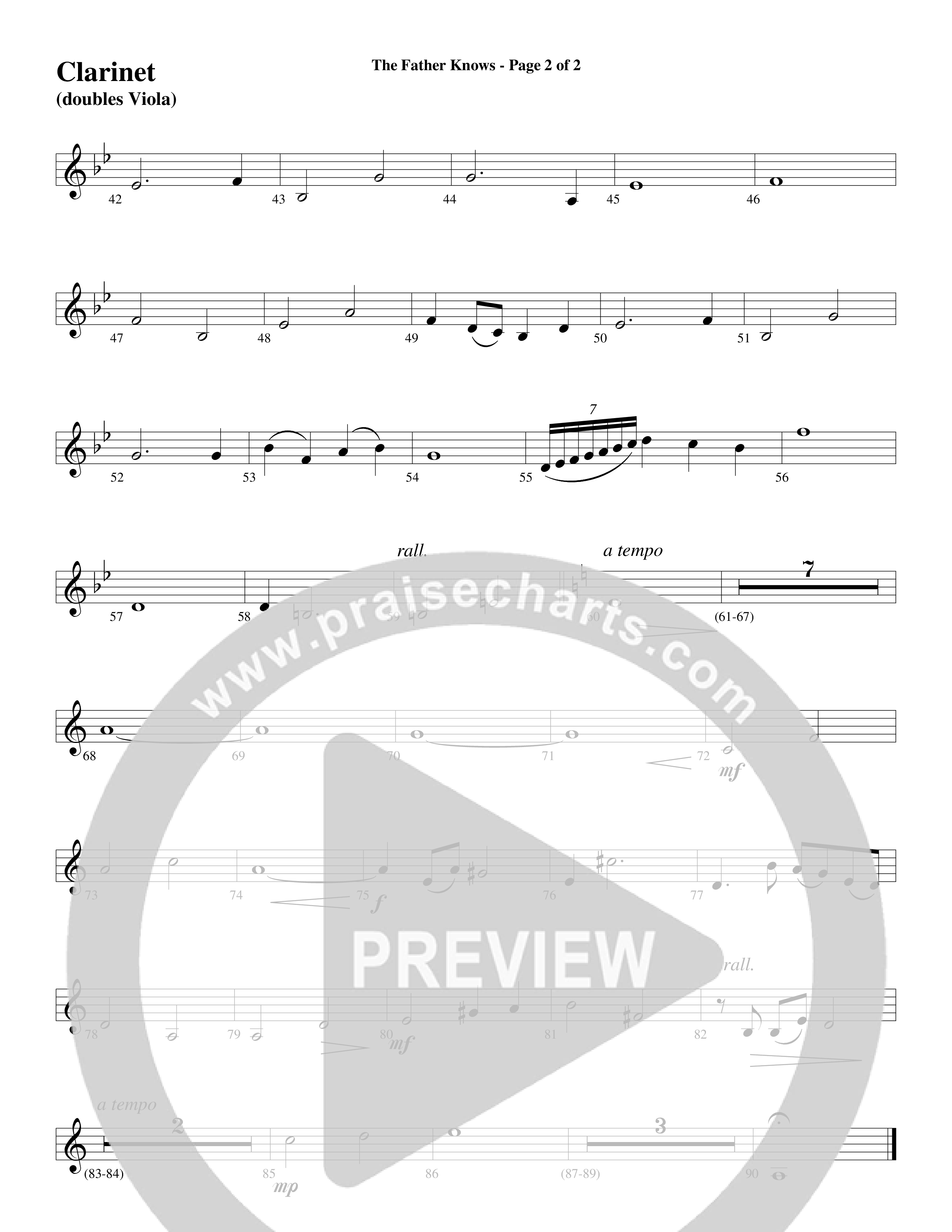 The Father Knows (Choral Anthem SATB) Clarinet (Word Music Choral / Arr. Marty Parks)