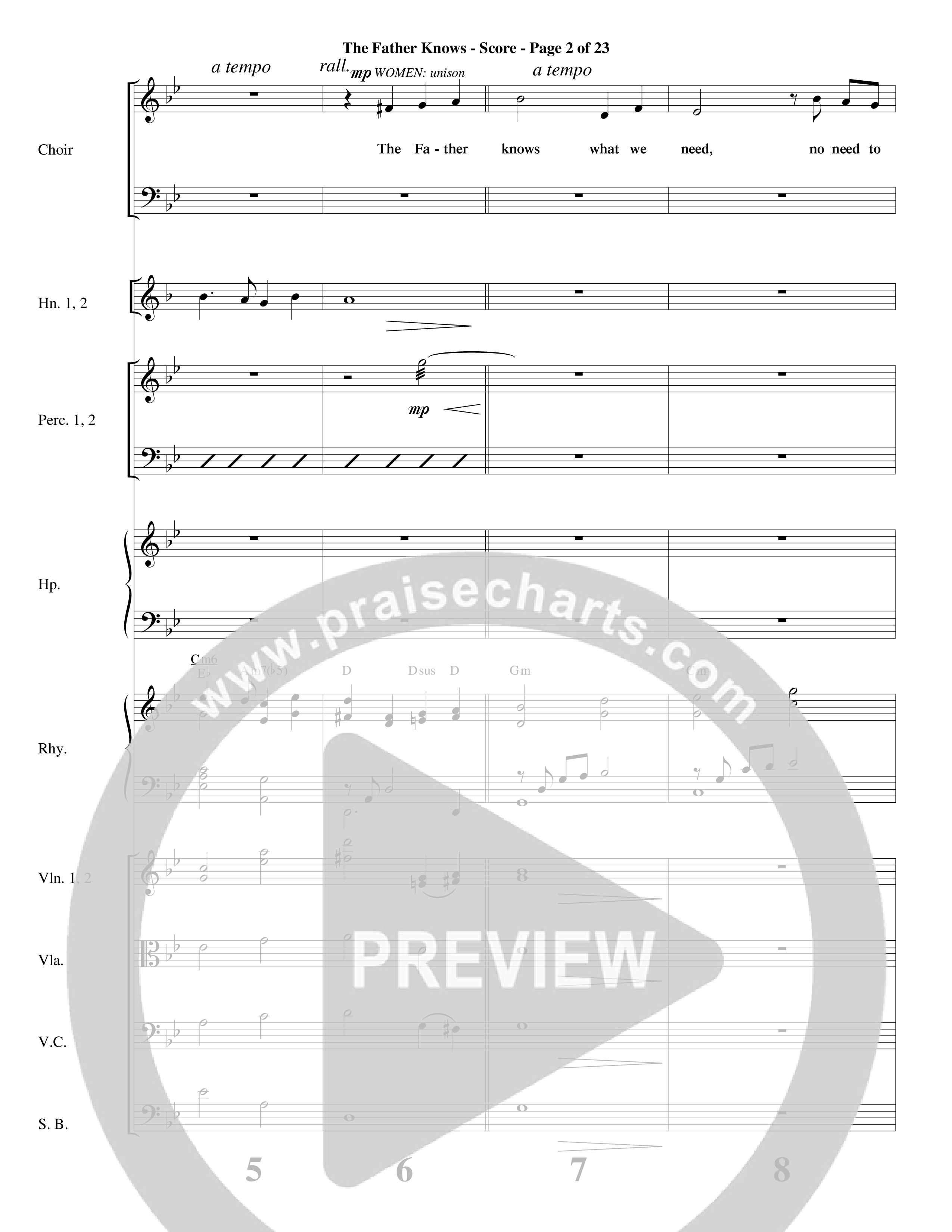The Father Knows (Choral Anthem SATB) Orchestration (Word Music Choral / Arr. Marty Parks)