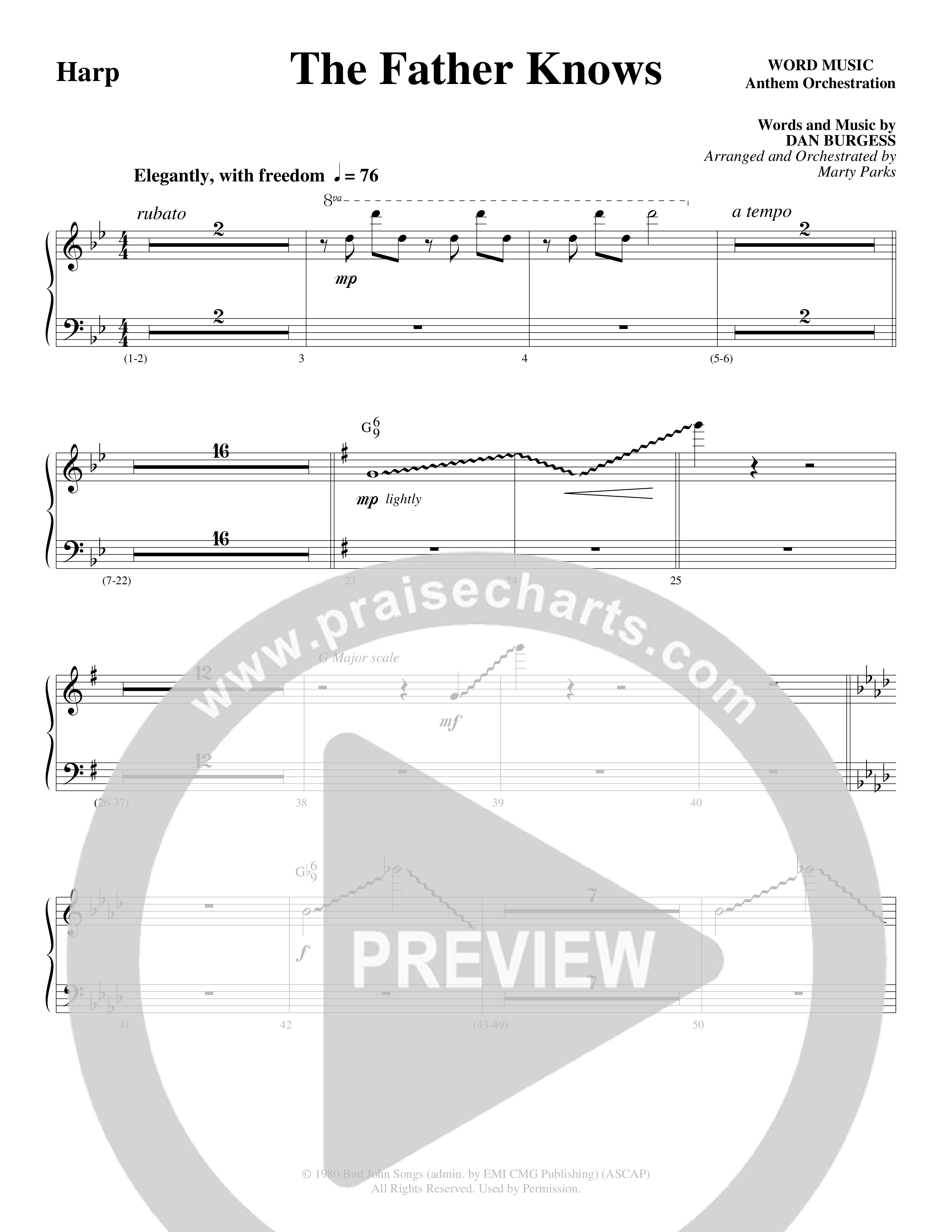The Father Knows (Choral Anthem SATB) Harp (Word Music Choral / Arr. Marty Parks)