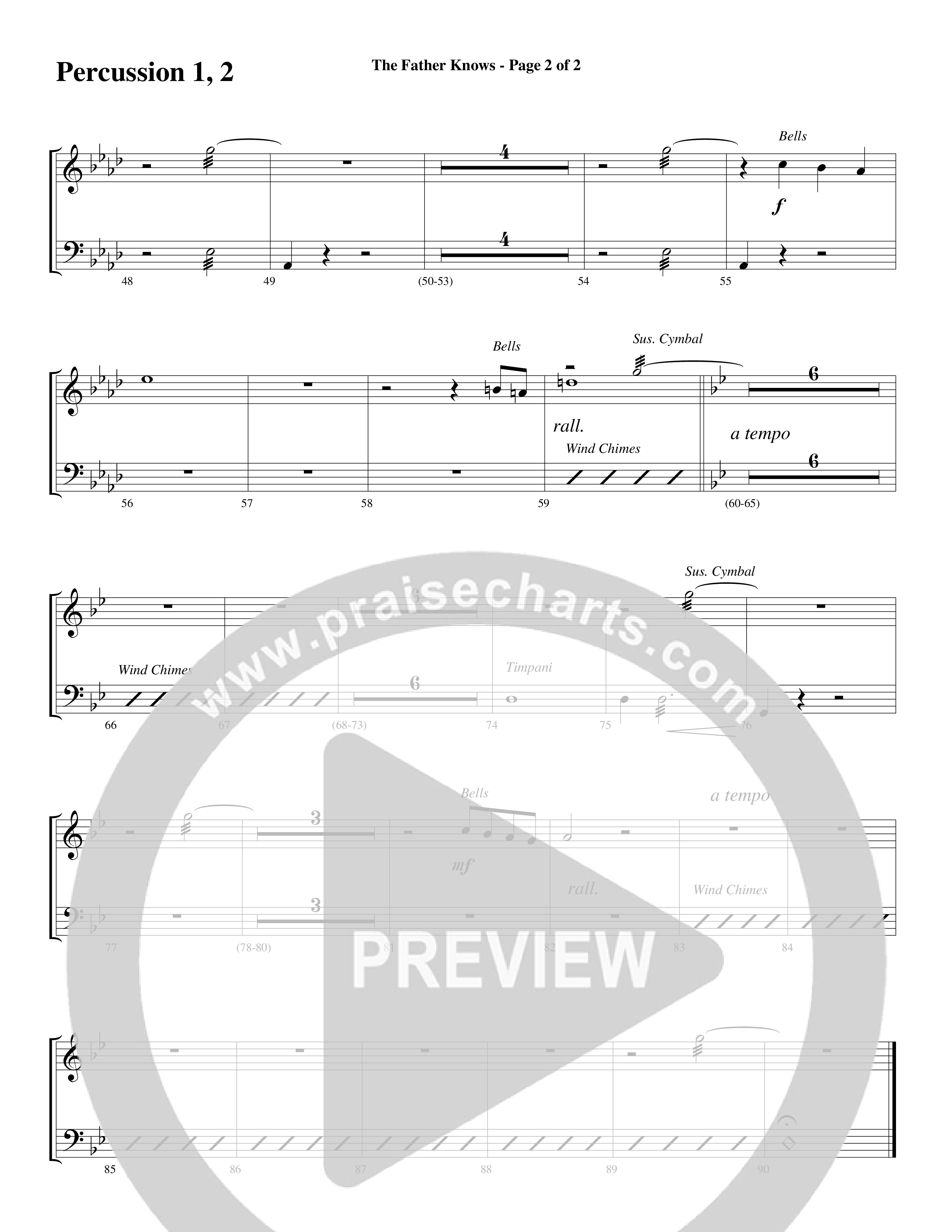 The Father Knows (Choral Anthem SATB) Percussion 1/2 (Word Music Choral / Arr. Marty Parks)
