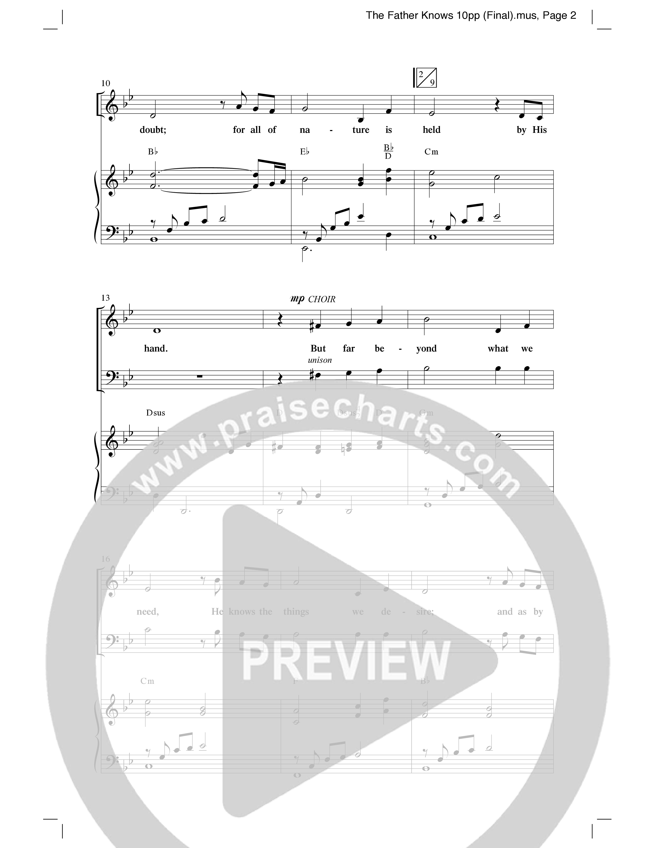 The Father Knows (Choral Anthem SATB) Anthem (SATB/Piano) (Word Music Choral / Arr. Marty Parks)