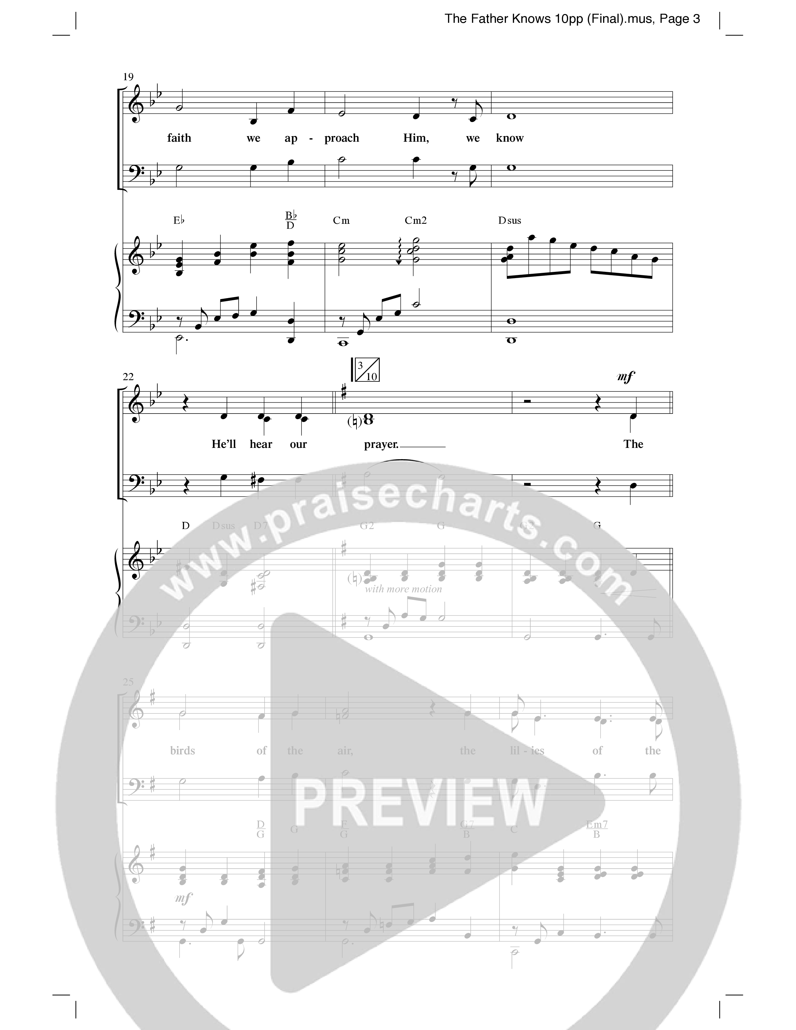 The Father Knows (Choral Anthem SATB) Anthem (SATB/Piano) (Word Music Choral / Arr. Marty Parks)