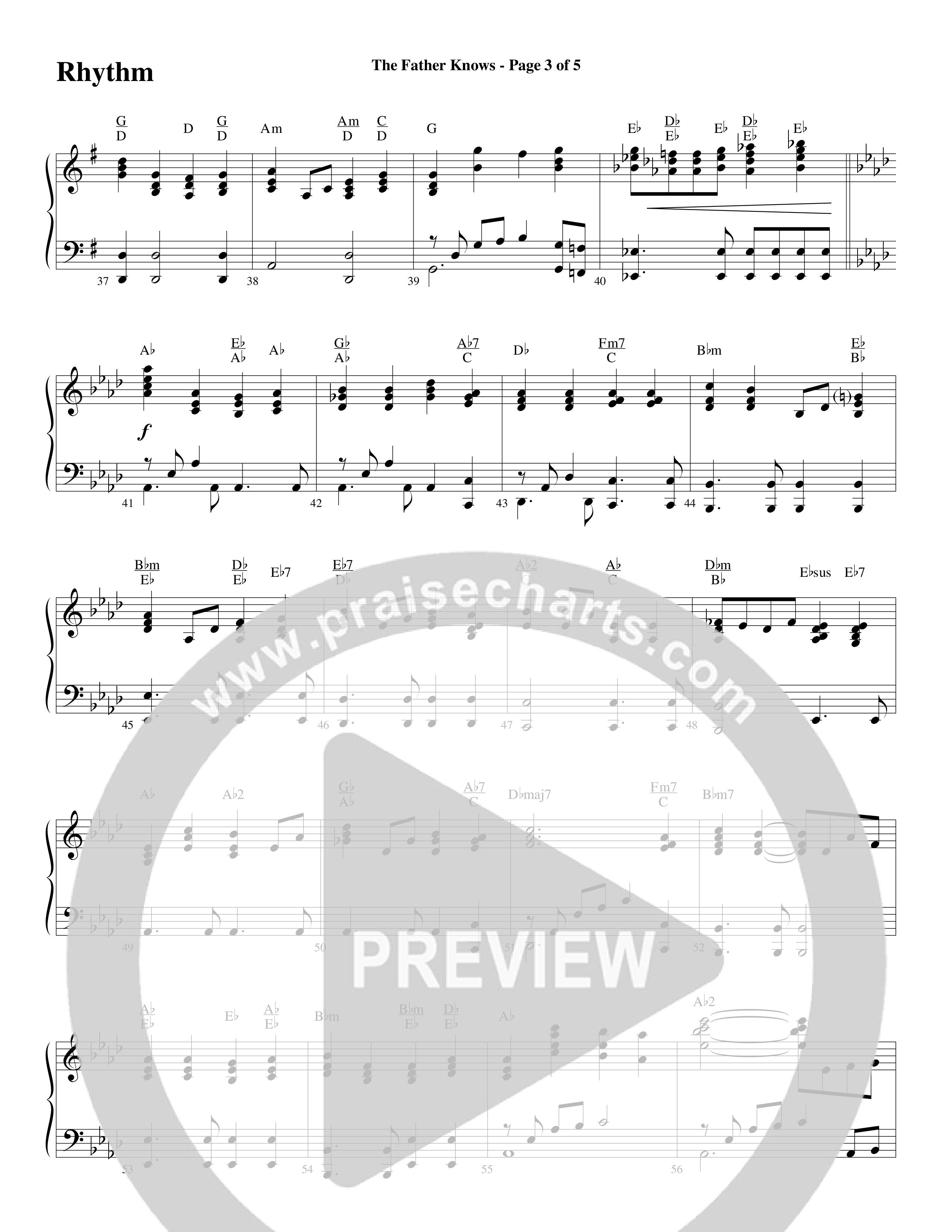 The Father Knows (Choral Anthem SATB) Rhythm Chart (Word Music Choral / Arr. Marty Parks)