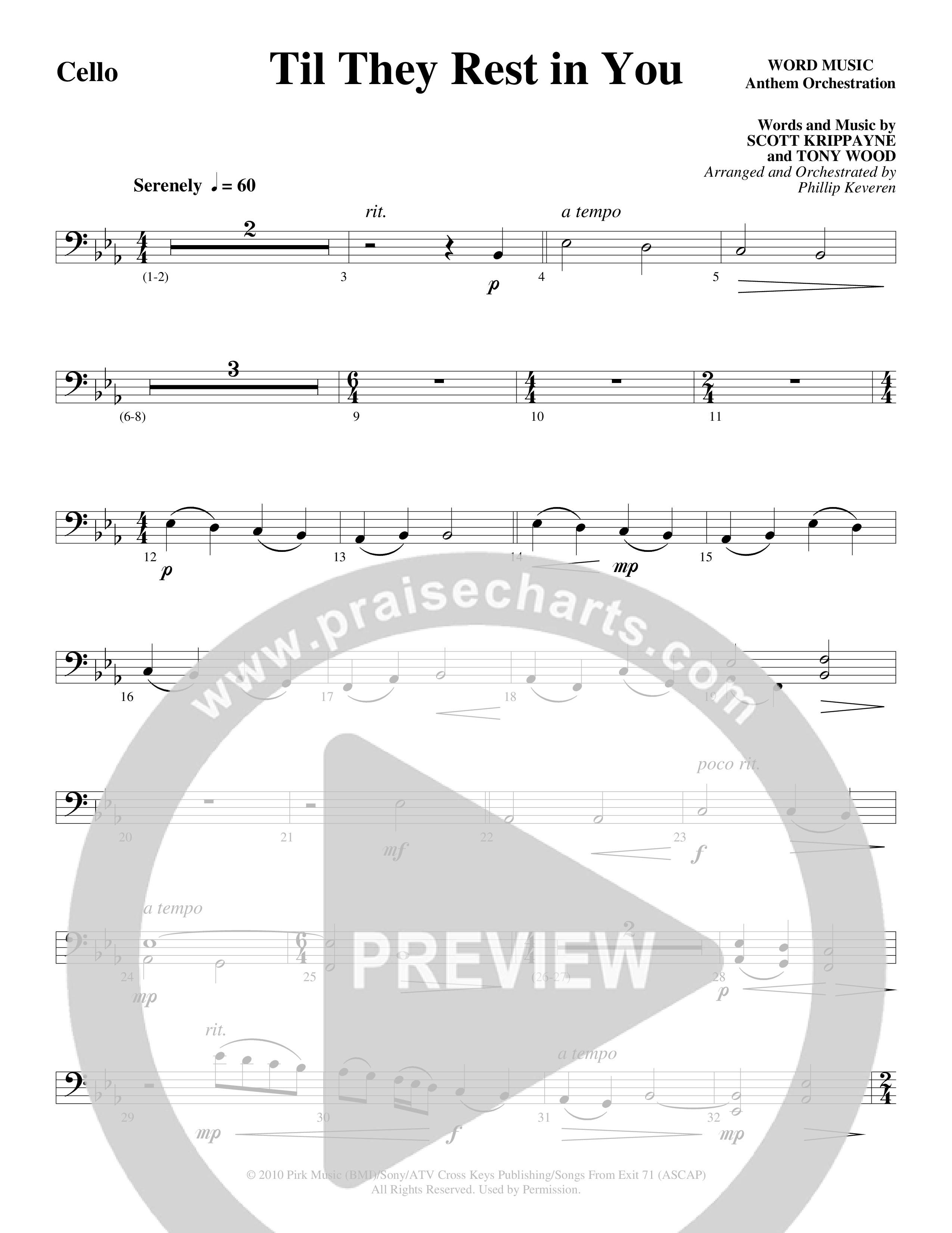 Til They Rest in You (Choral Anthem SATB) Cello (Word Music Choral / Arr. Phillip Keveren)