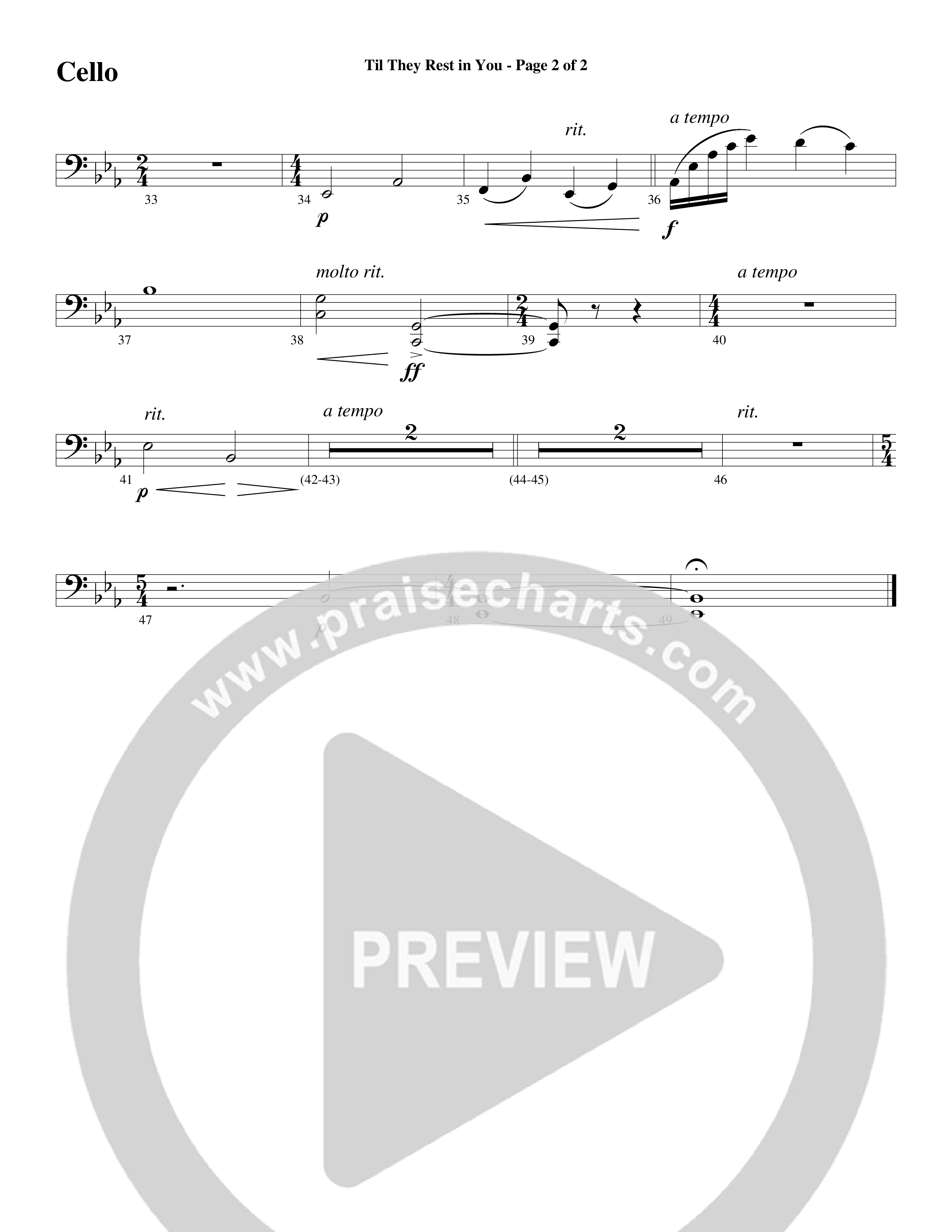 Til They Rest in You (Choral Anthem SATB) Cello (Word Music Choral / Arr. Phillip Keveren)