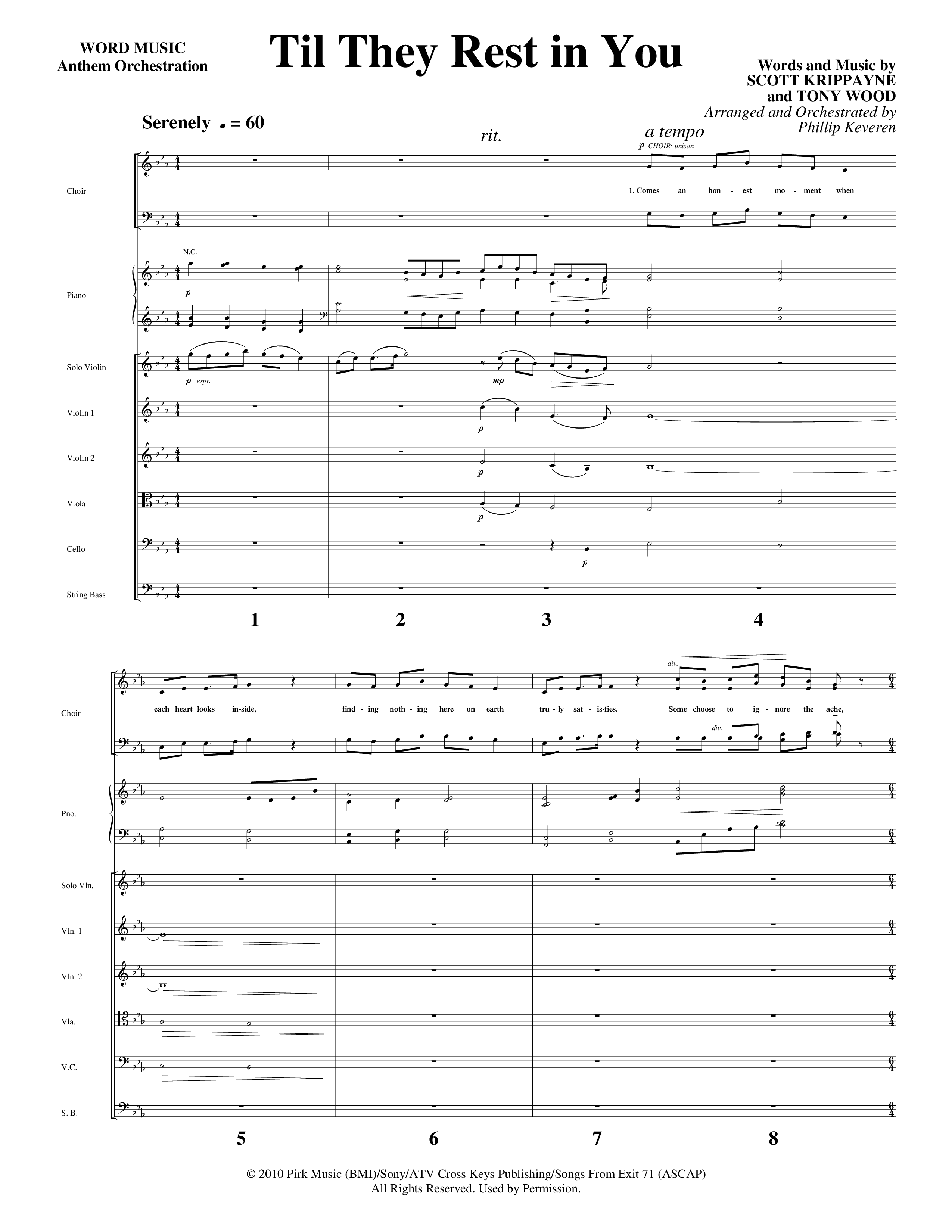 Til They Rest in You (Choral Anthem SATB) Orchestration (Word Music Choral / Arr. Phillip Keveren)