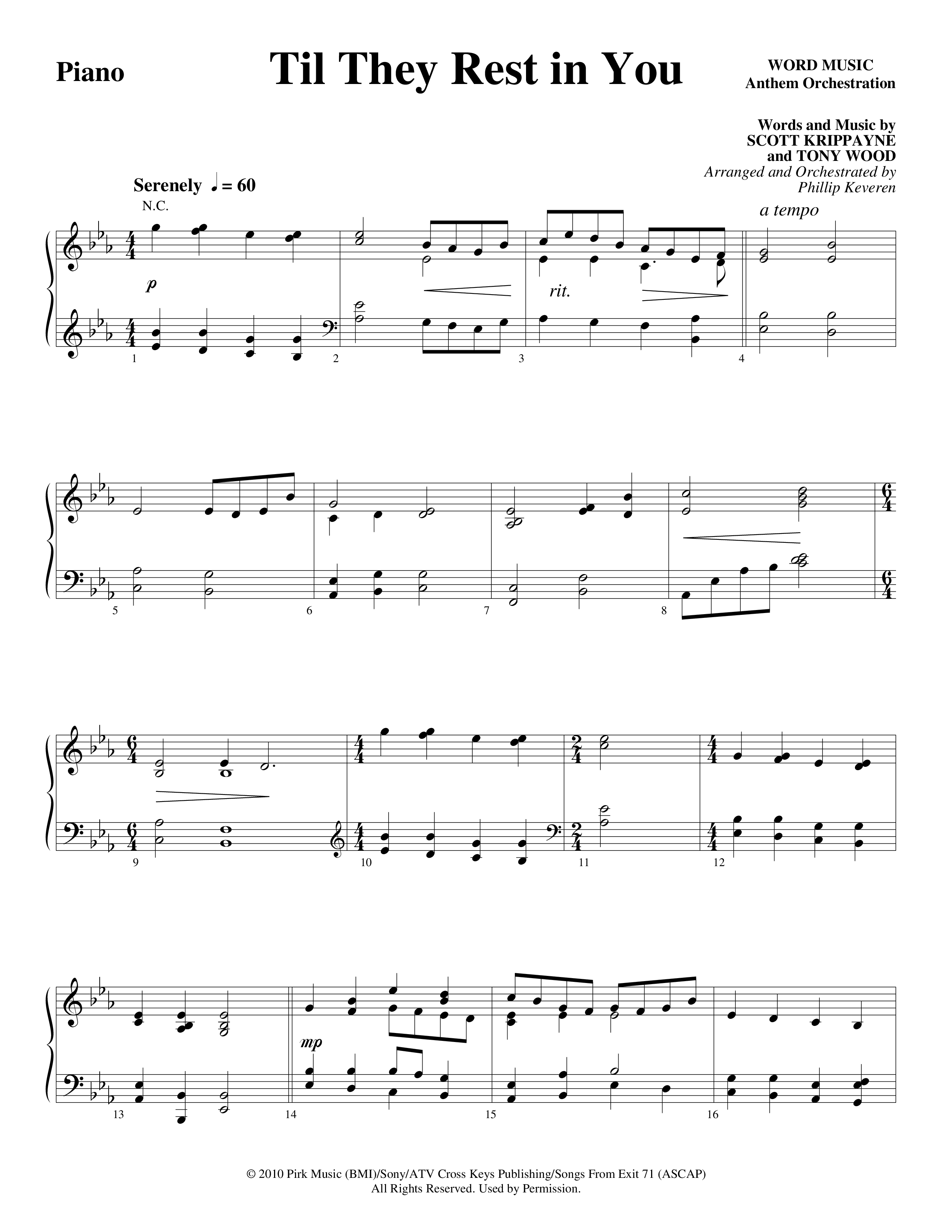 Til They Rest in You (Choral Anthem SATB) Piano Sheet (Word Music Choral / Arr. Phillip Keveren)
