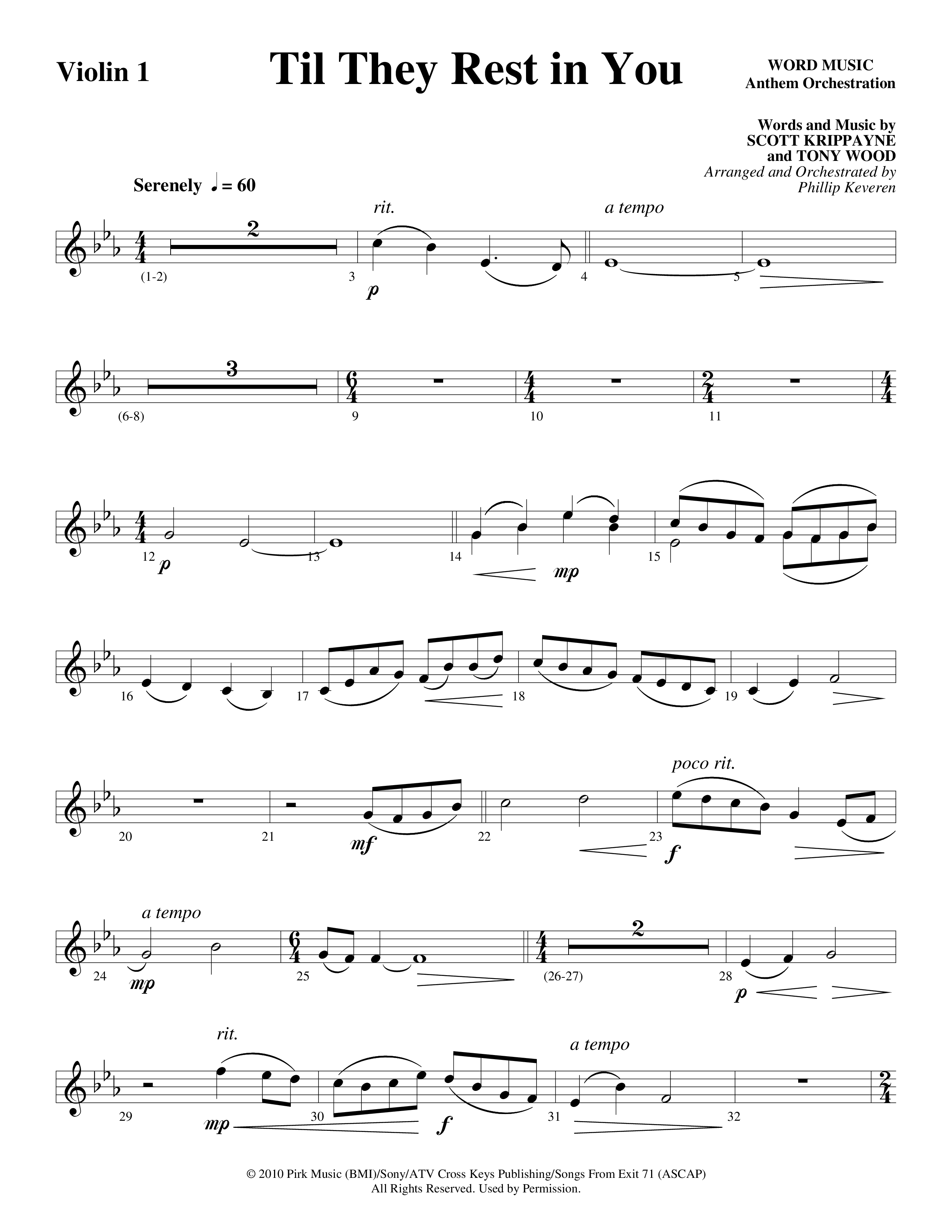 Til They Rest in You (Choral Anthem SATB) Violin 1/2 (Word Music Choral / Arr. Phillip Keveren)