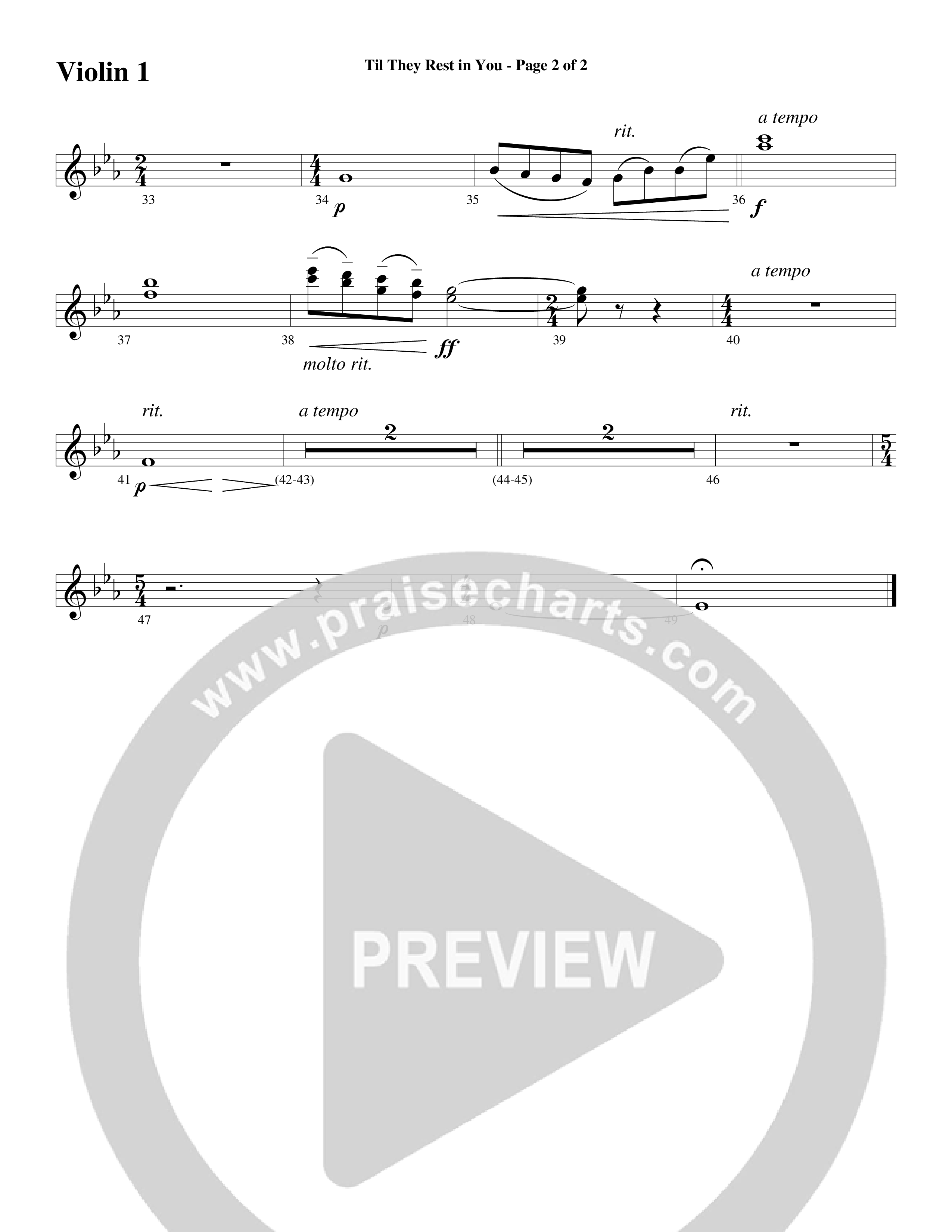 Til They Rest in You (Choral Anthem SATB) Violin 1/2 (Word Music Choral / Arr. Phillip Keveren)