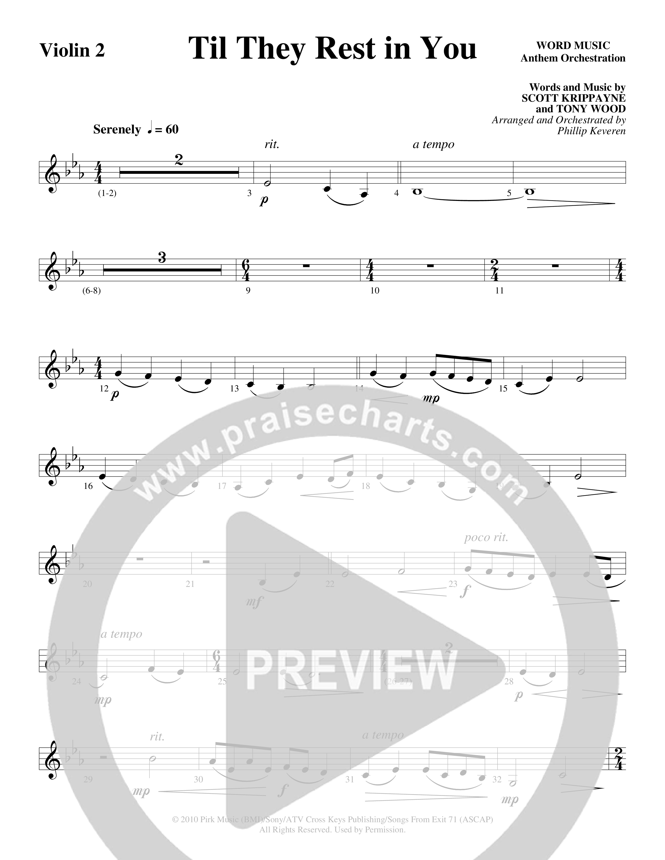 Til They Rest in You (Choral Anthem SATB) Violin 1/2 (Word Music Choral / Arr. Phillip Keveren)