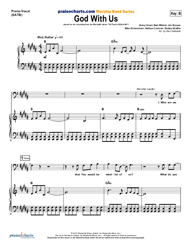God With Us Piano/Vocal (SATB) (MercyMe)