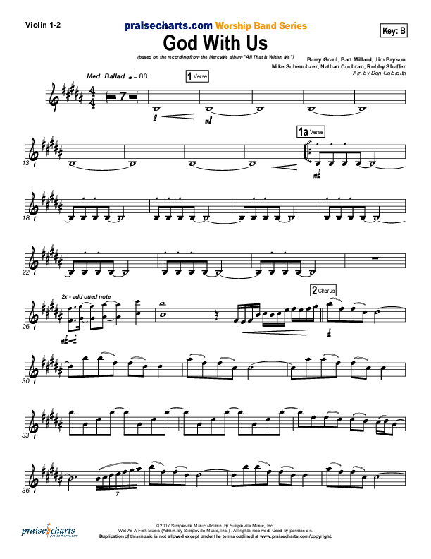 God With Us Violin 1/2 (MercyMe)