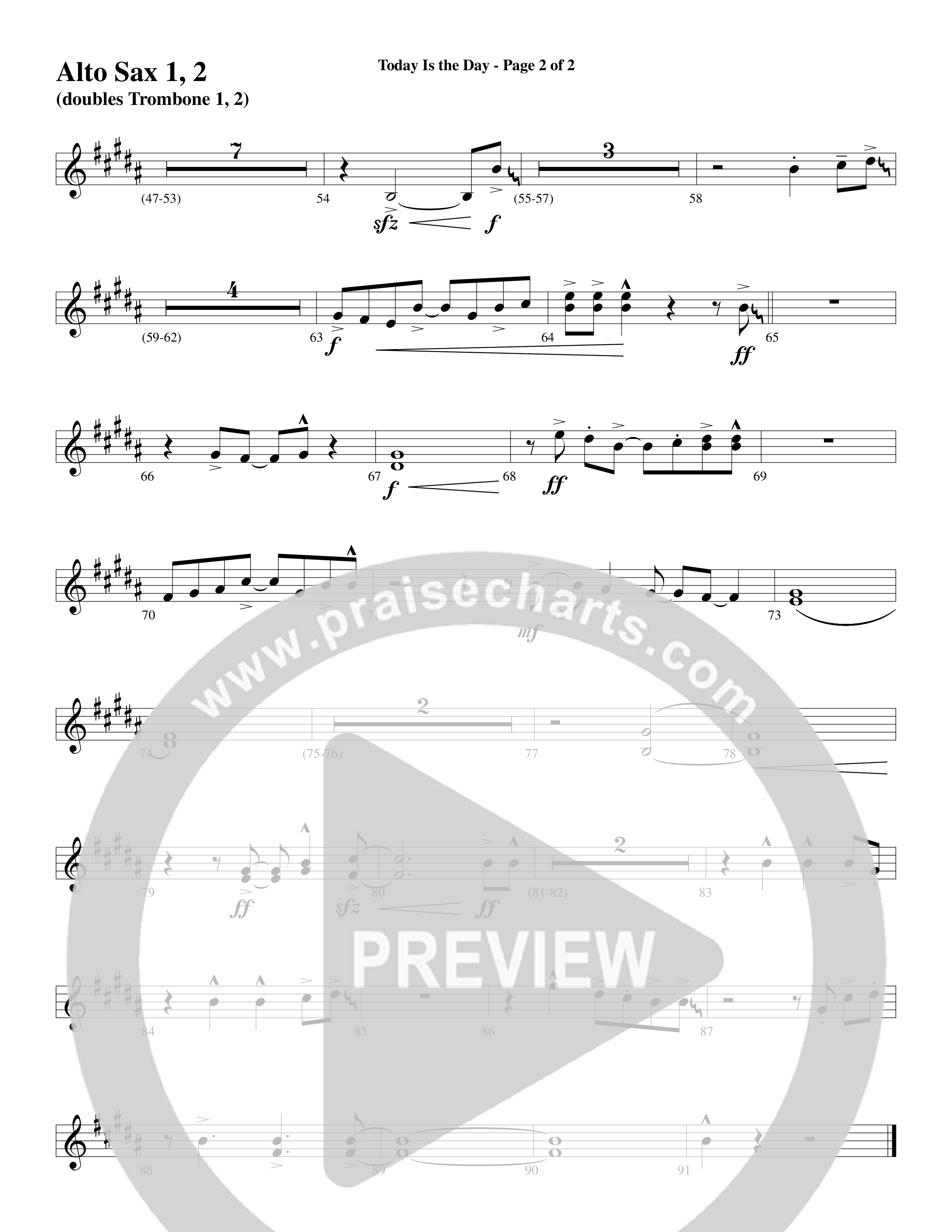 Today Is The Day (Choral Anthem SATB) Alto Sax (Word Music Choral / Arr. Cliff Duren)