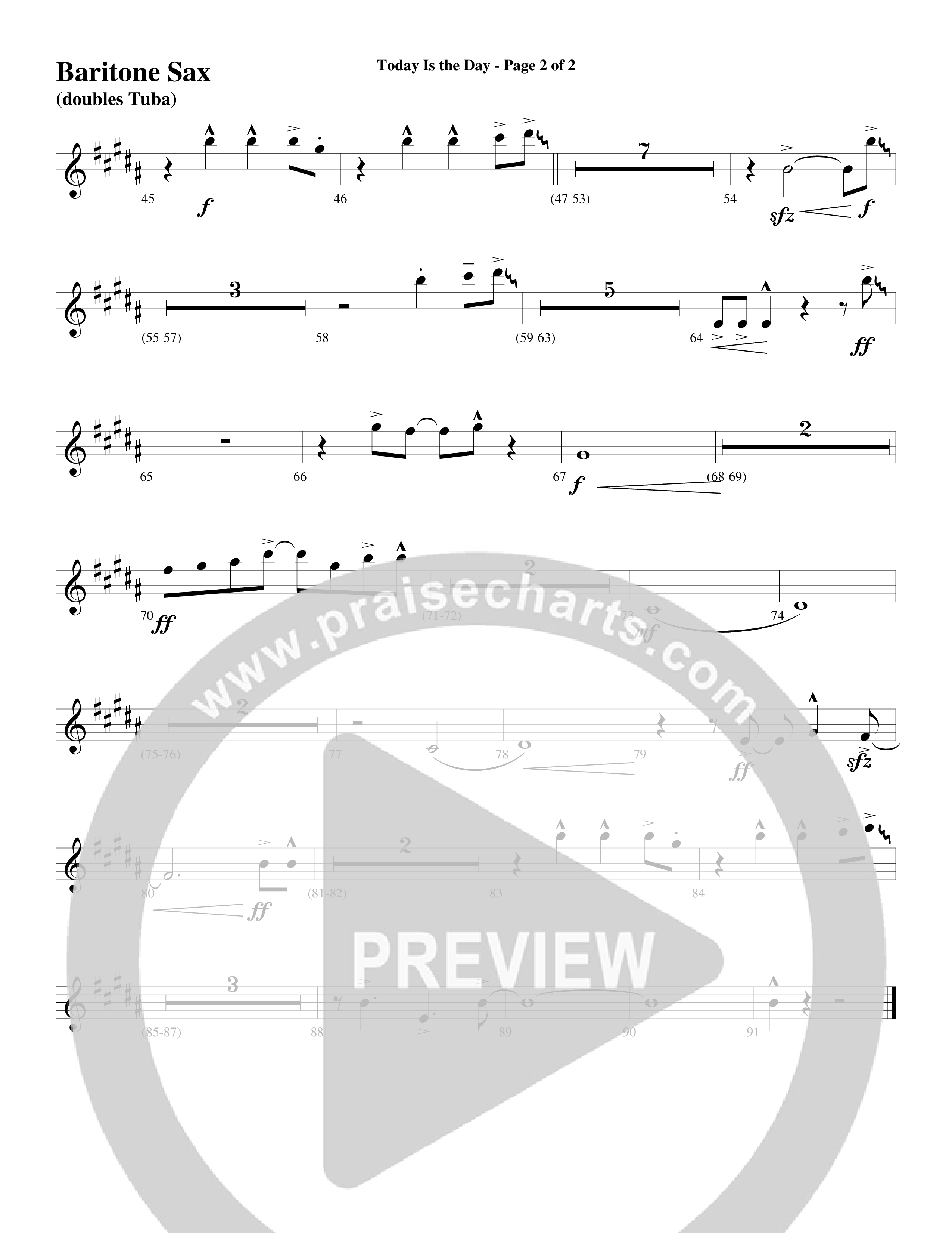 Today Is The Day (Choral Anthem SATB) Bari Sax (Word Music Choral / Arr. Cliff Duren)