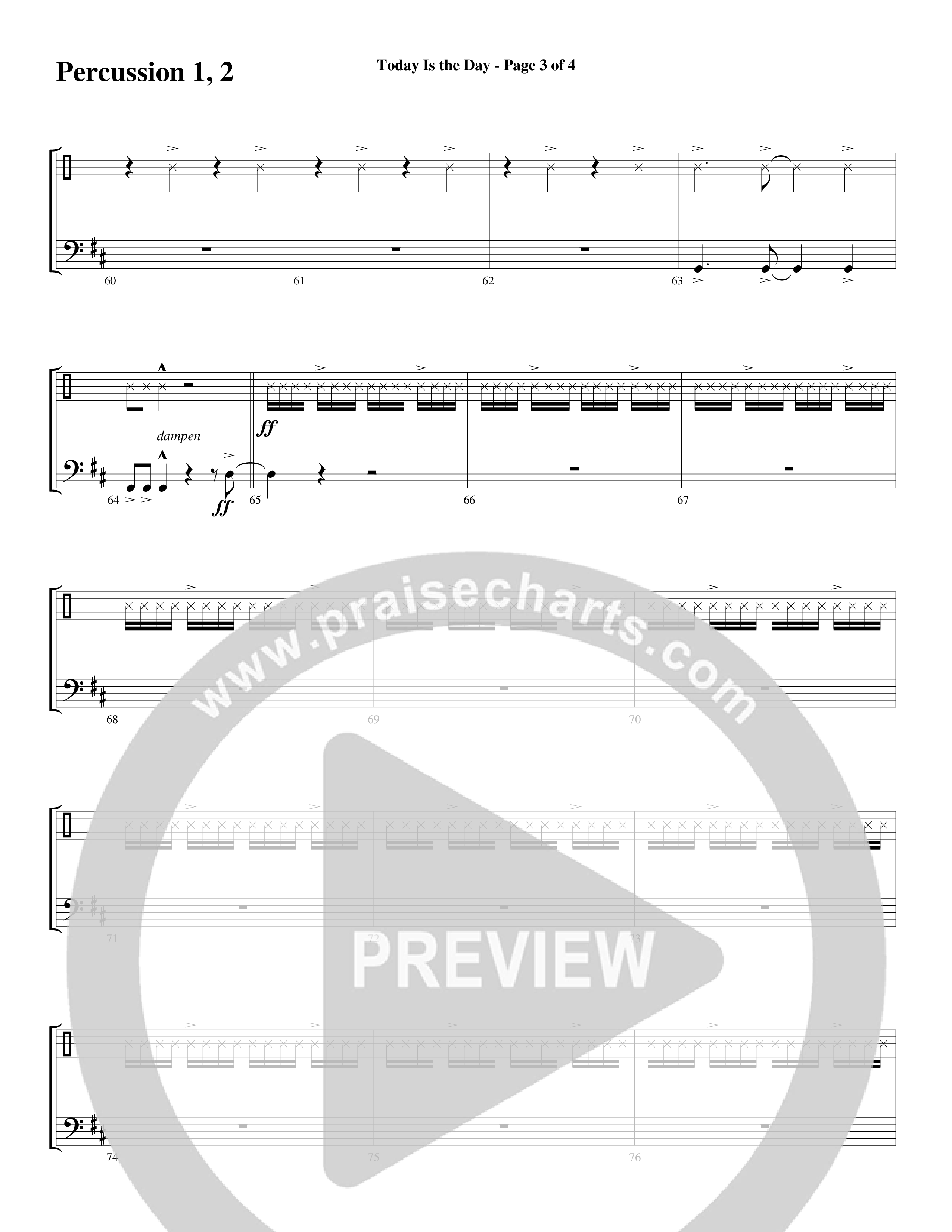 Today Is The Day (Choral Anthem SATB) Percussion 1/2 (Word Music Choral / Arr. Cliff Duren)