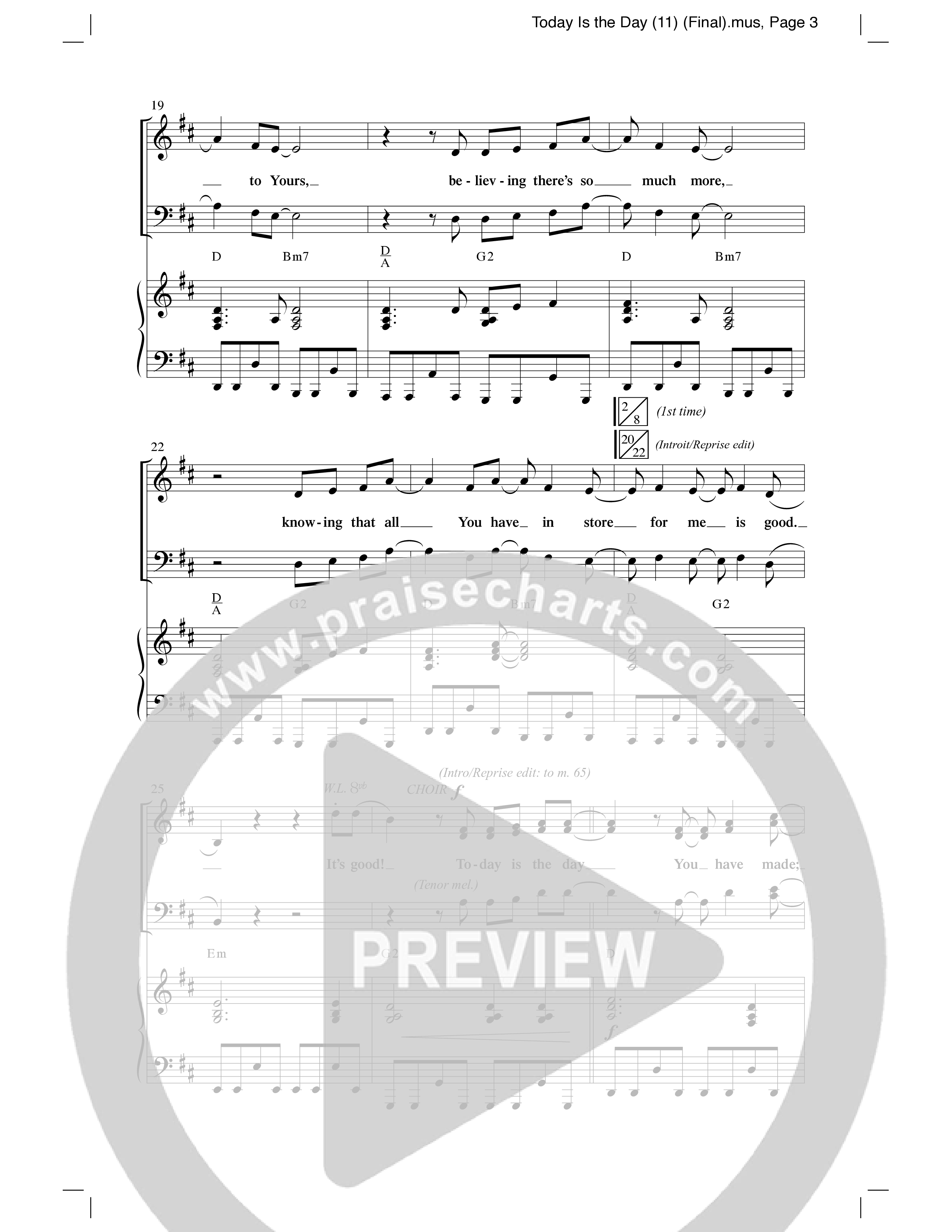 Today Is The Day (Choral Anthem SATB) Anthem (SATB/Piano) (Word Music Choral / Arr. Cliff Duren)