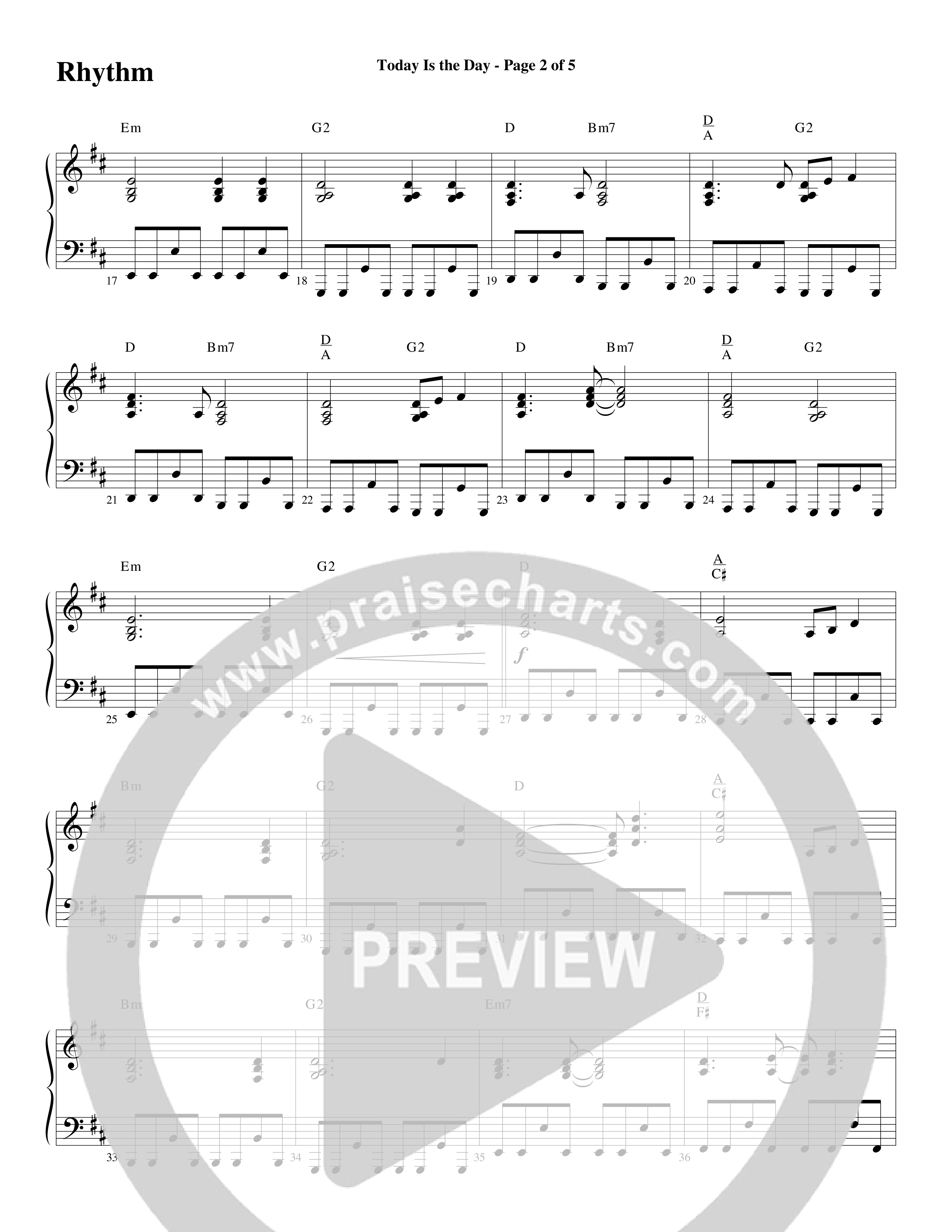 Today Is The Day (Choral Anthem SATB) Rhythm Chart (Word Music Choral / Arr. Cliff Duren)