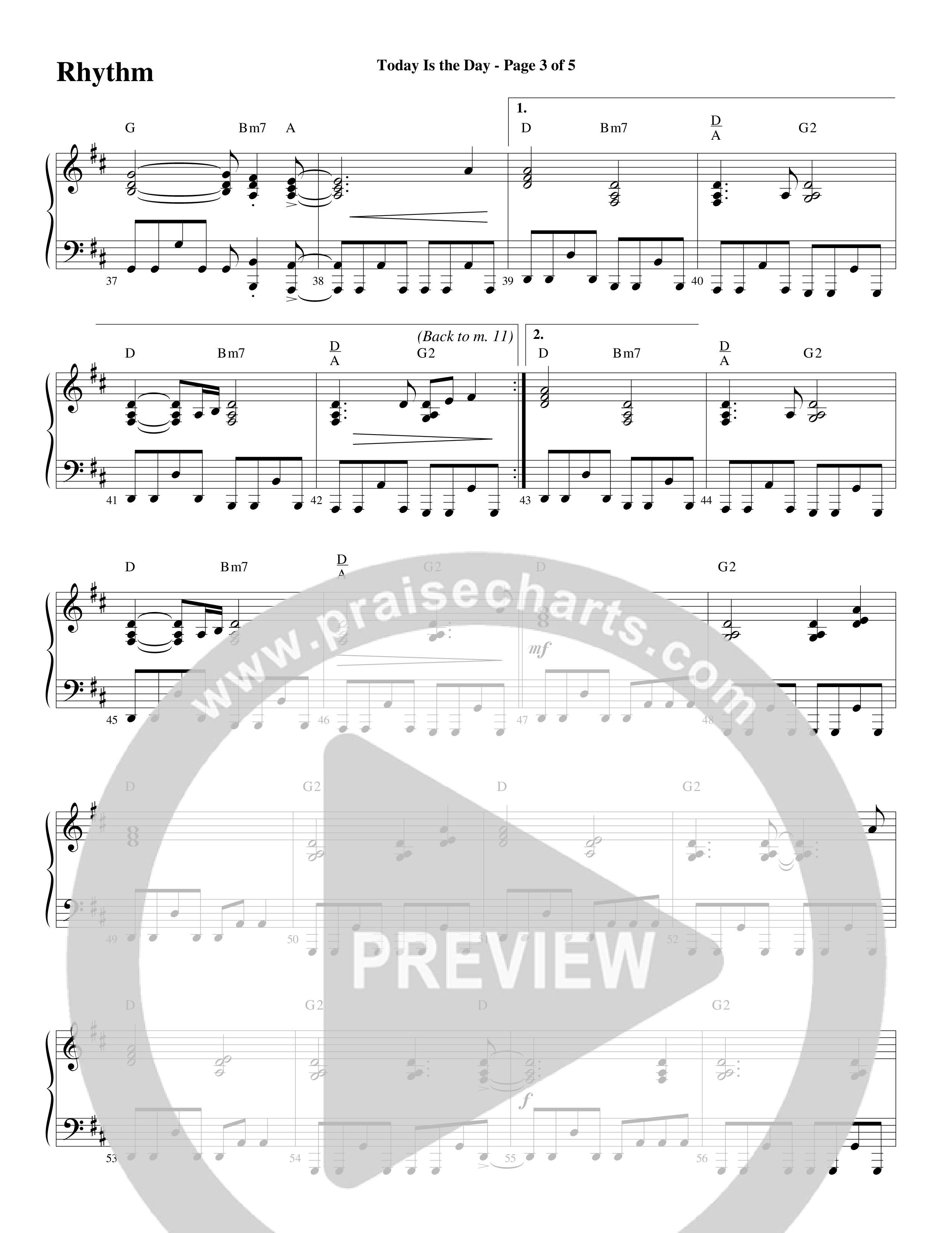 Today Is The Day (Choral Anthem SATB) Rhythm Chart (Word Music Choral / Arr. Cliff Duren)