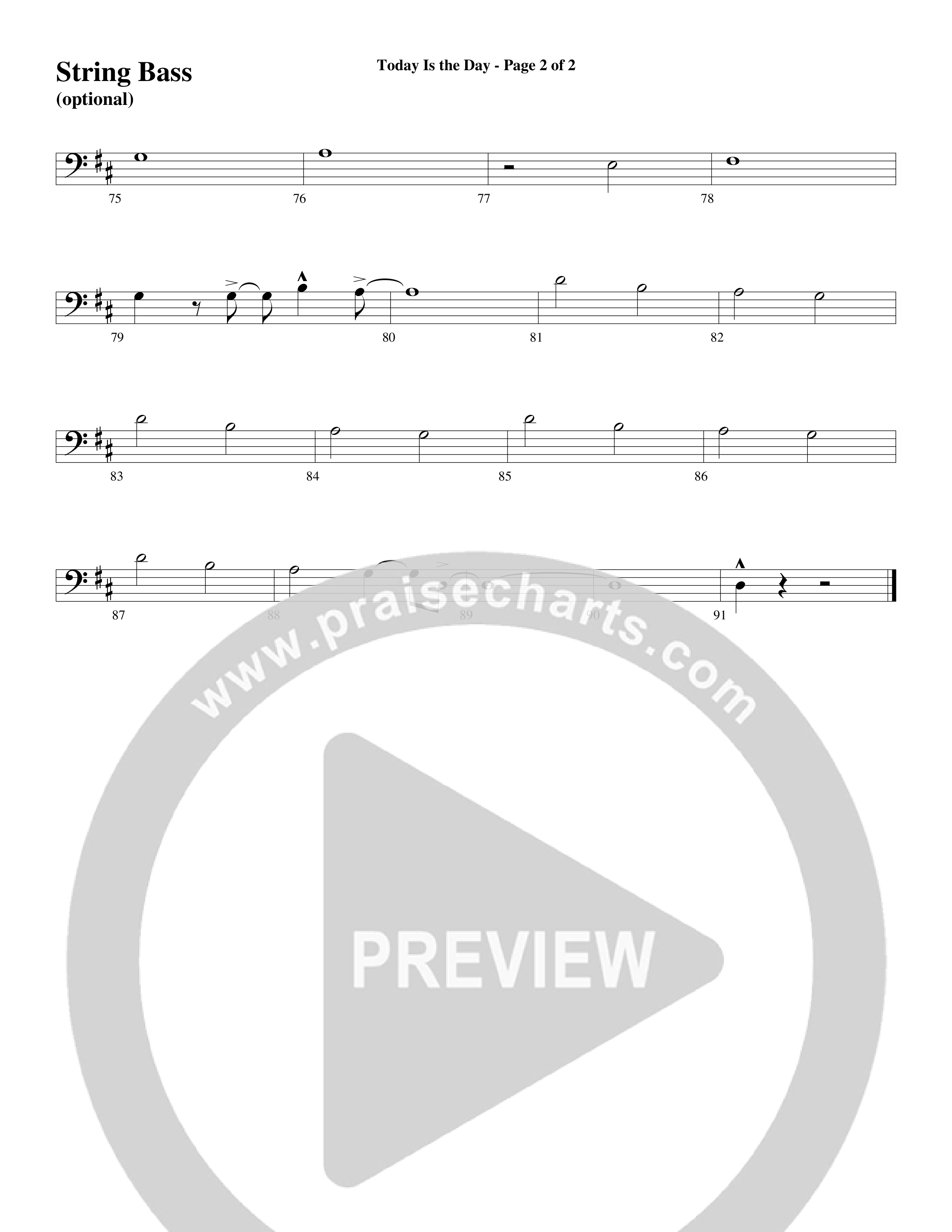 Today Is The Day (Choral Anthem SATB) String Bass (Word Music Choral / Arr. Cliff Duren)