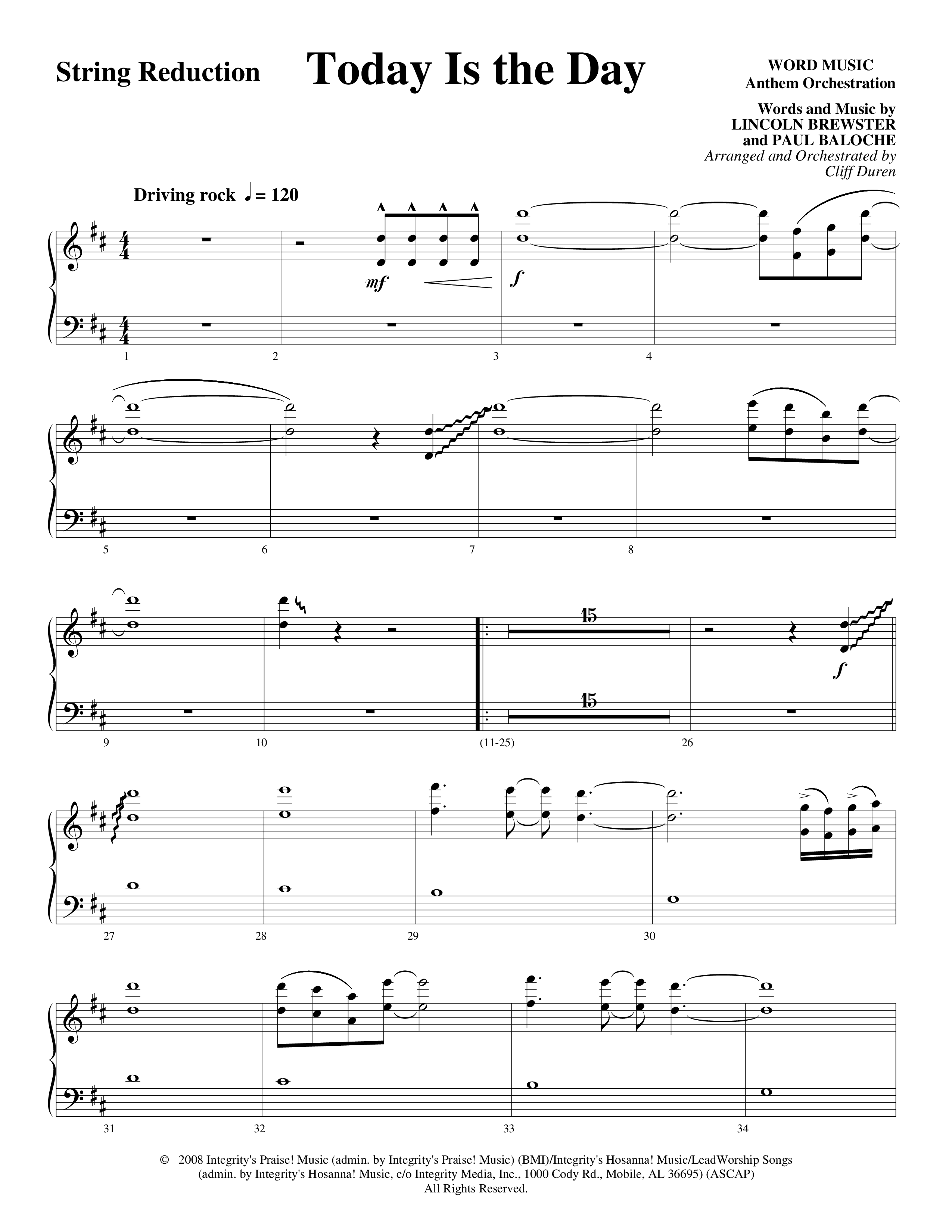 Today Is The Day (Choral Anthem SATB) String Reduction (Word Music Choral / Arr. Cliff Duren)