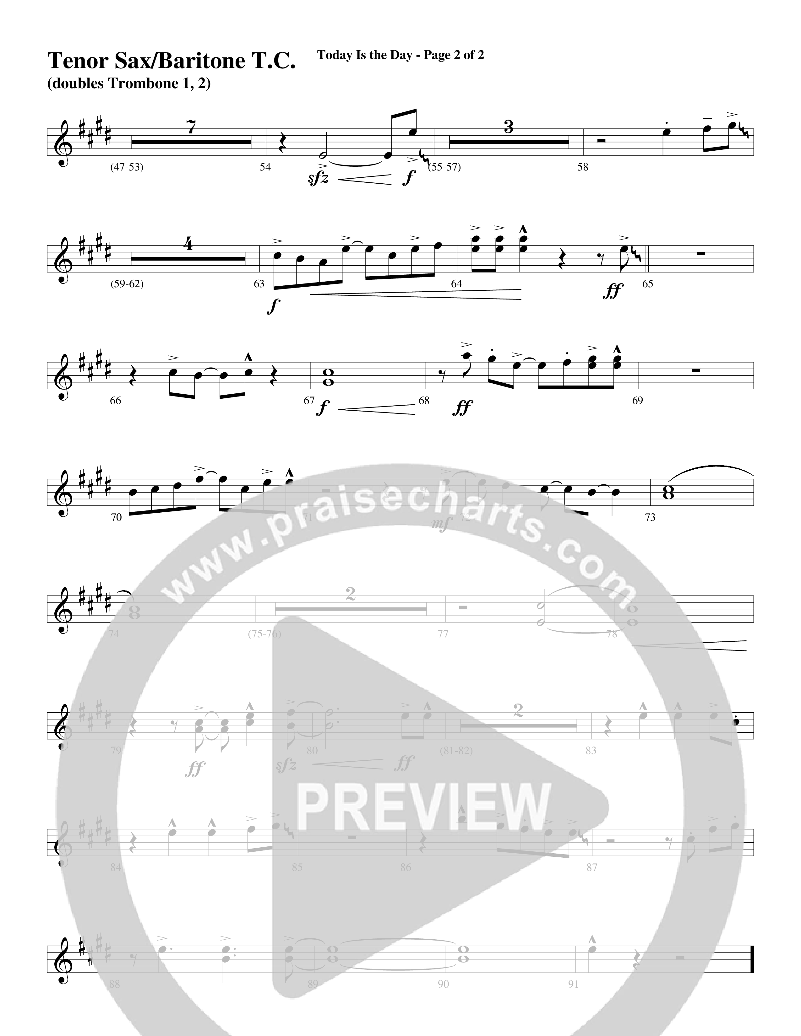 Today Is The Day (Choral Anthem SATB) Tenor Sax/Baritone T.C. (Word Music Choral / Arr. Cliff Duren)