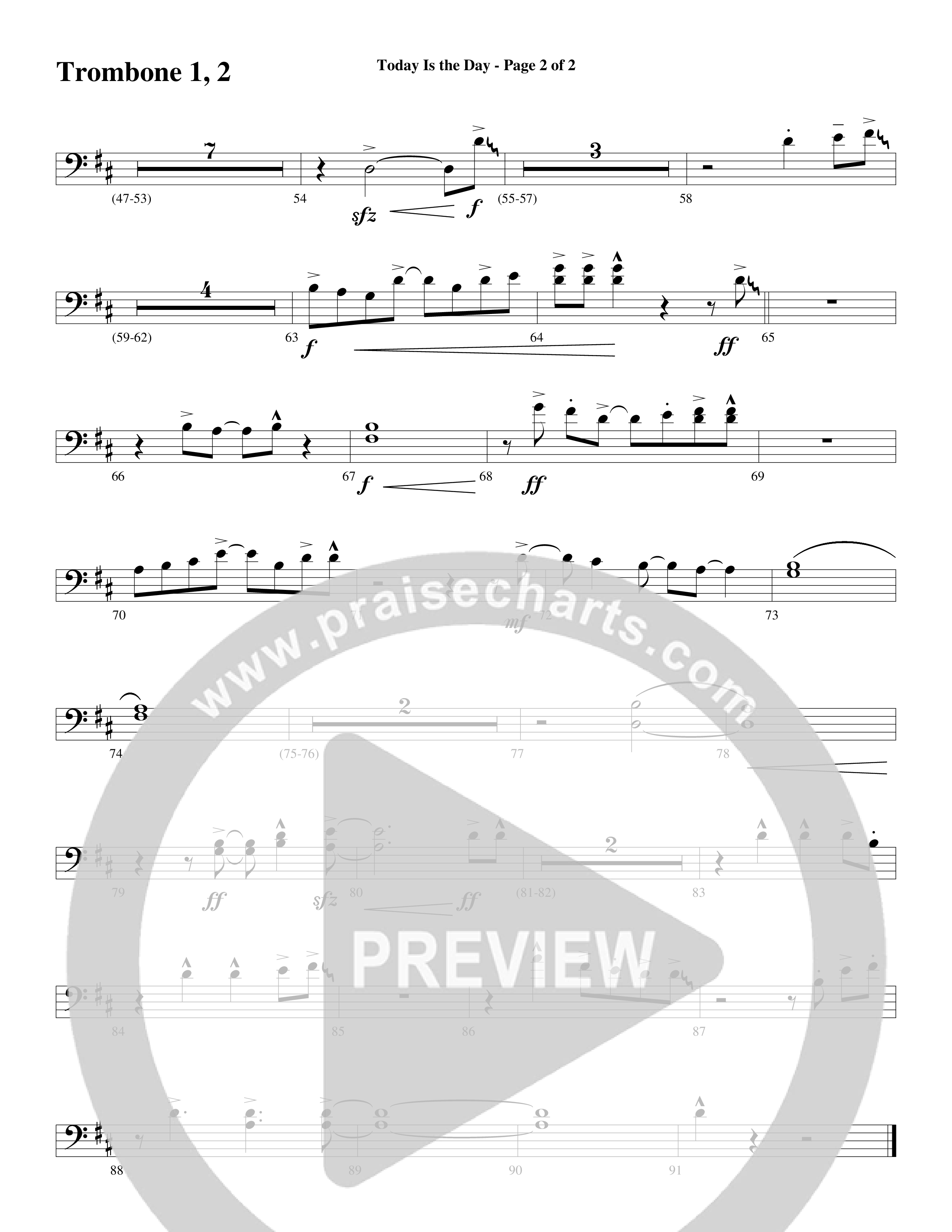 Today Is The Day (Choral Anthem SATB) Trombone 1/2 (Word Music Choral / Arr. Cliff Duren)